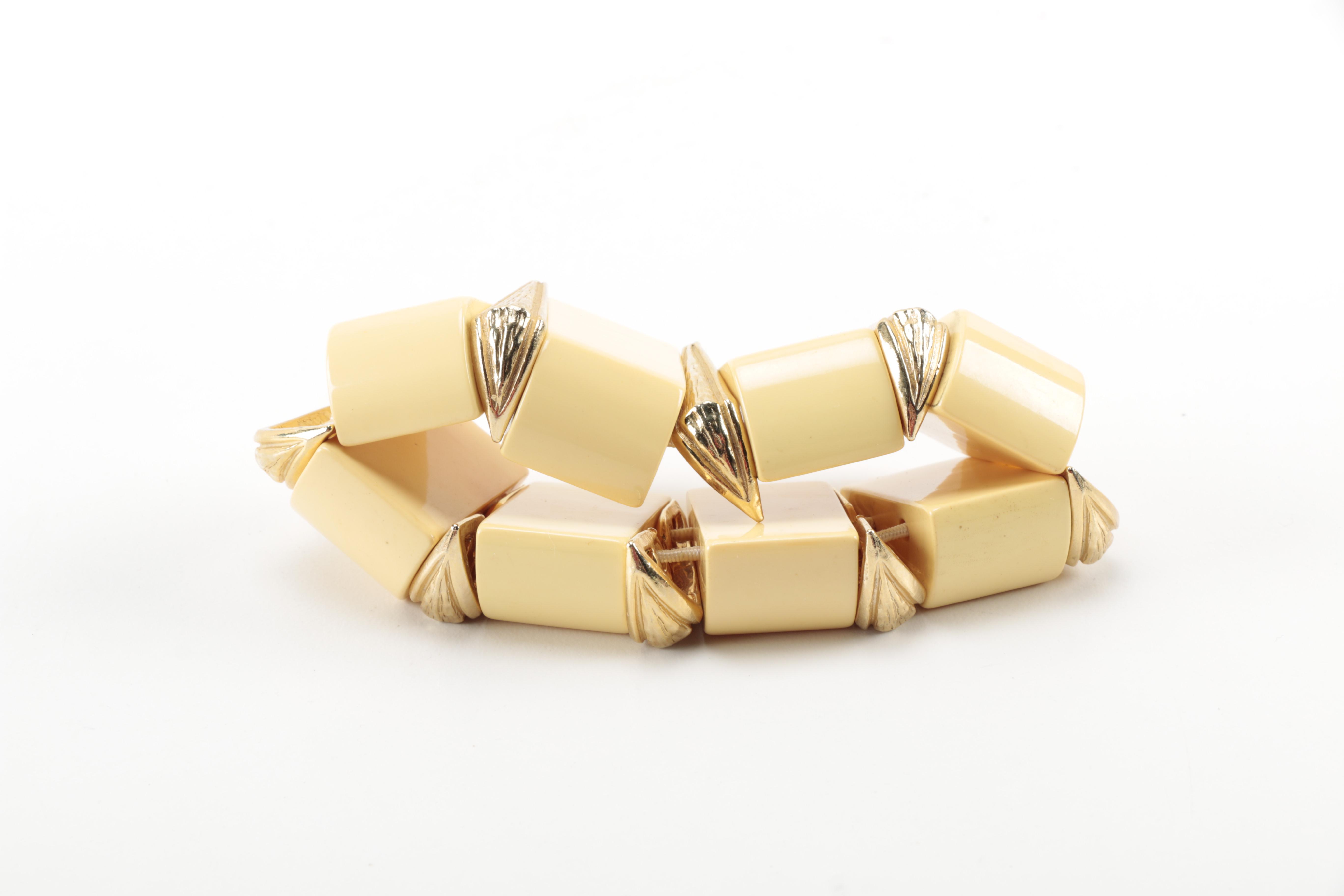 Vintage Carved Bakelite Bracelets and Antique Brooch