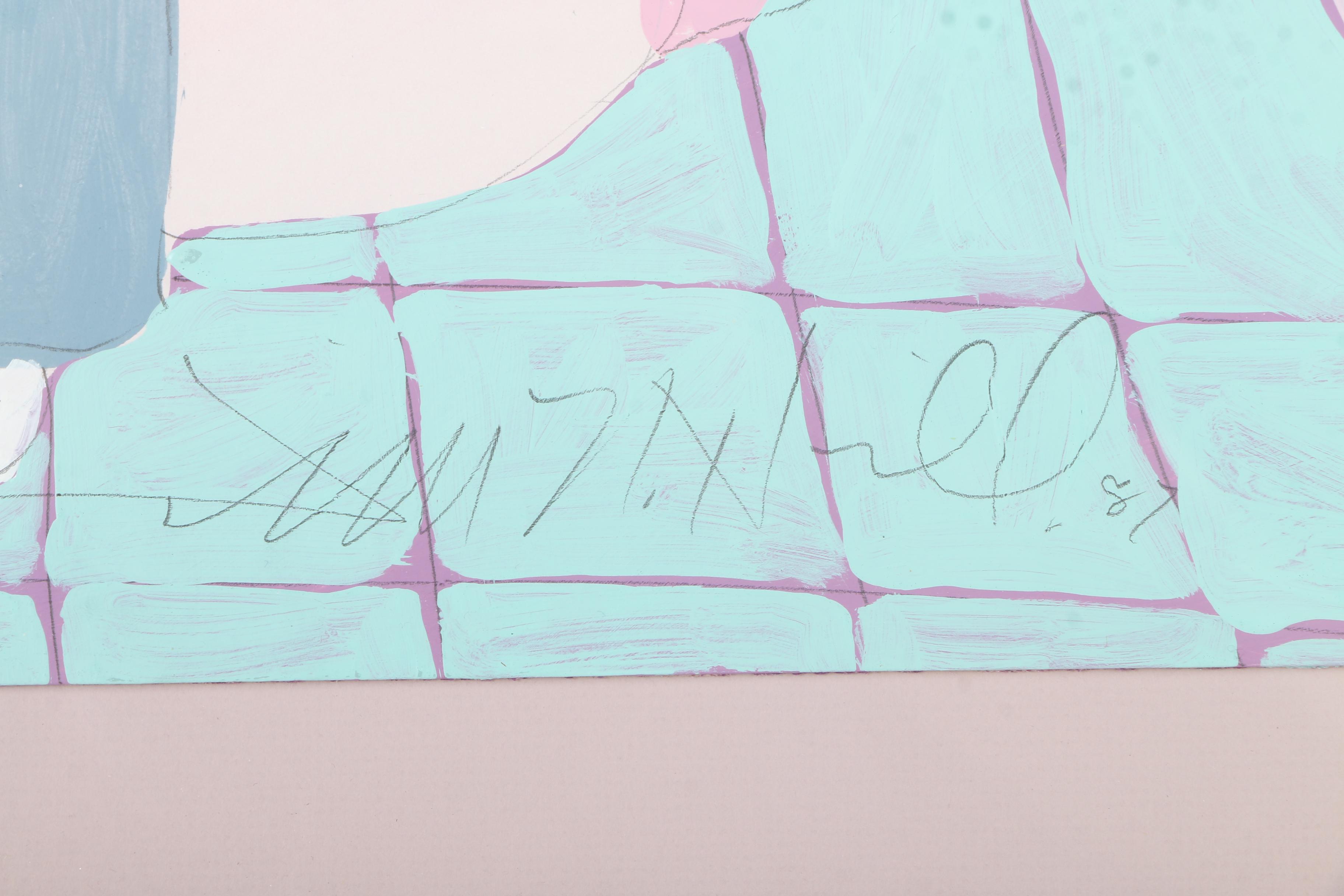 Jim N. Hill Acrylic Painting on Paper of Couple Reading Newspaper