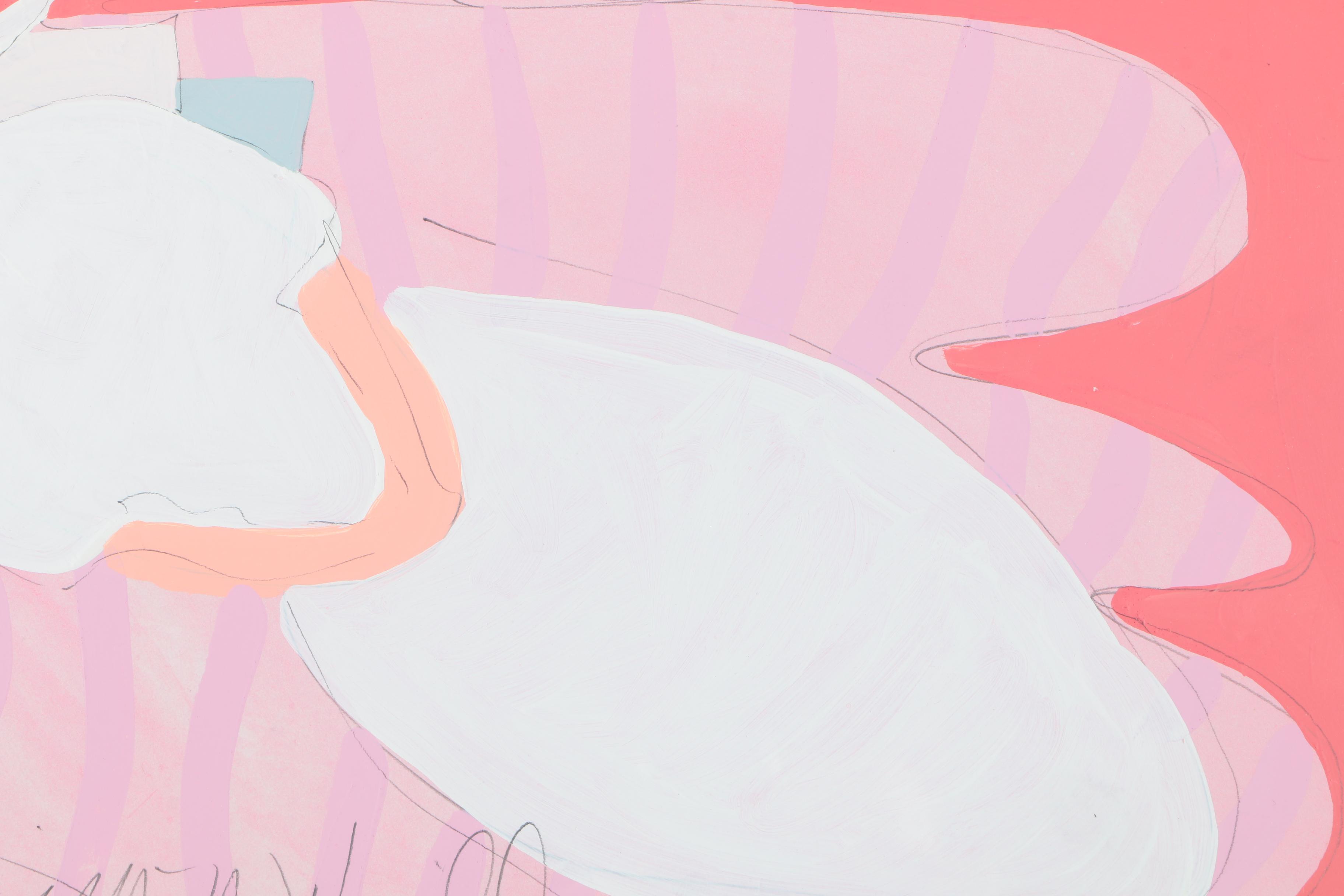 Jim N. Hill Acrylic on Paper Painting of Reclining Woman