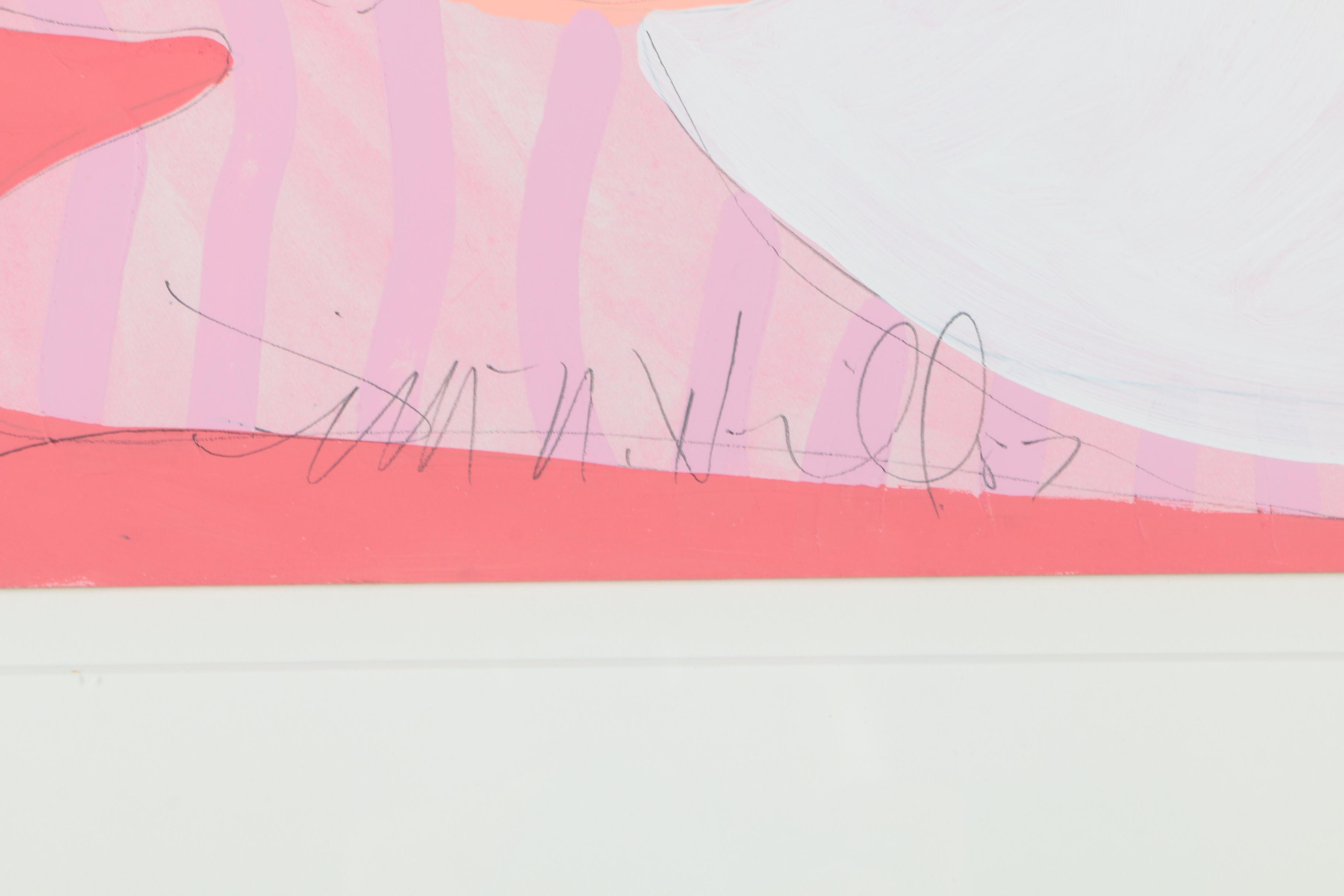 Jim N. Hill Acrylic on Paper Painting of Reclining Woman