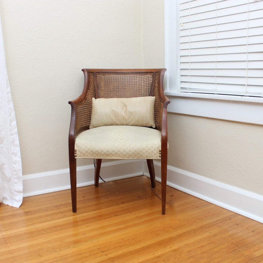 Vintage Caned Barrel-Back Chair