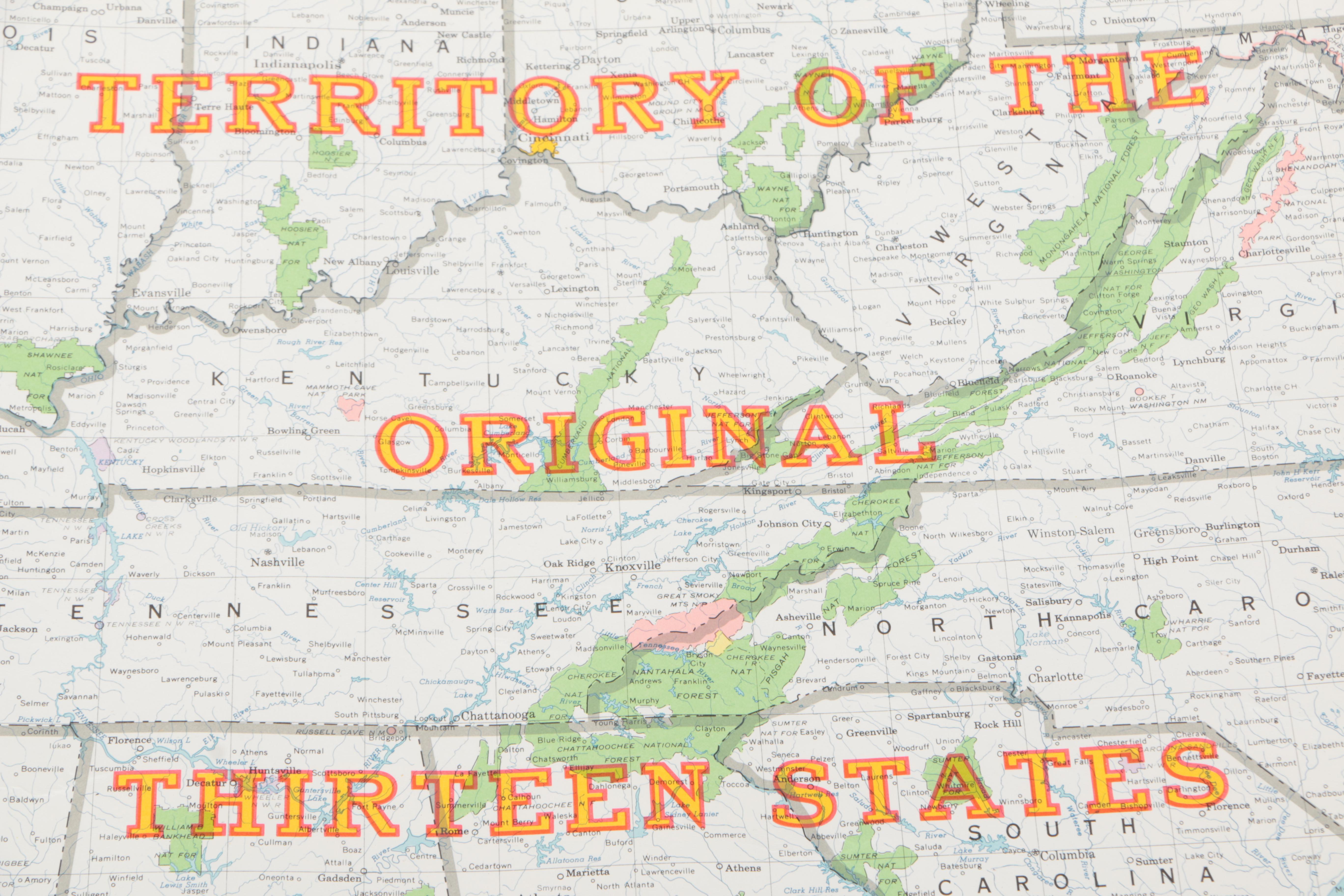 1964 Map of the United States With National Parks, Historical Boundaries and More