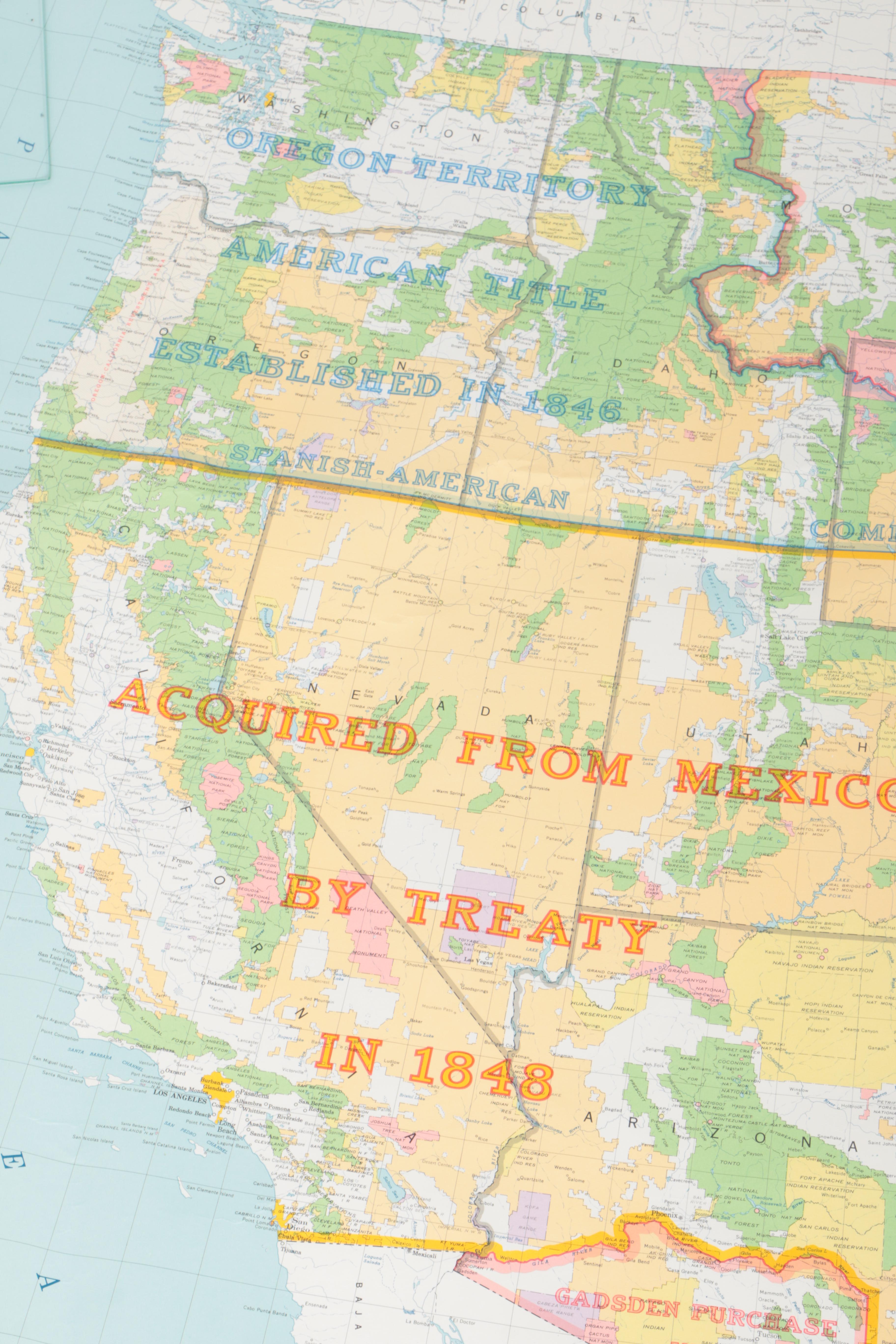 1964 Map of the United States With National Parks, Historical Boundaries and More