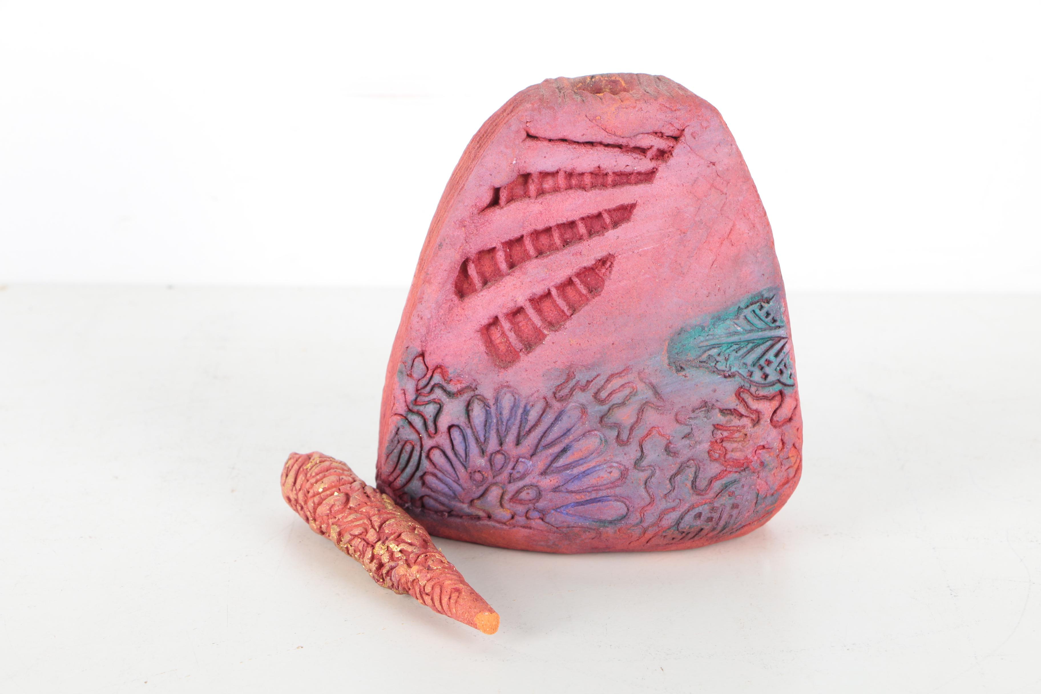 Signed Handbuilt Stoneware Bottle with Stopper