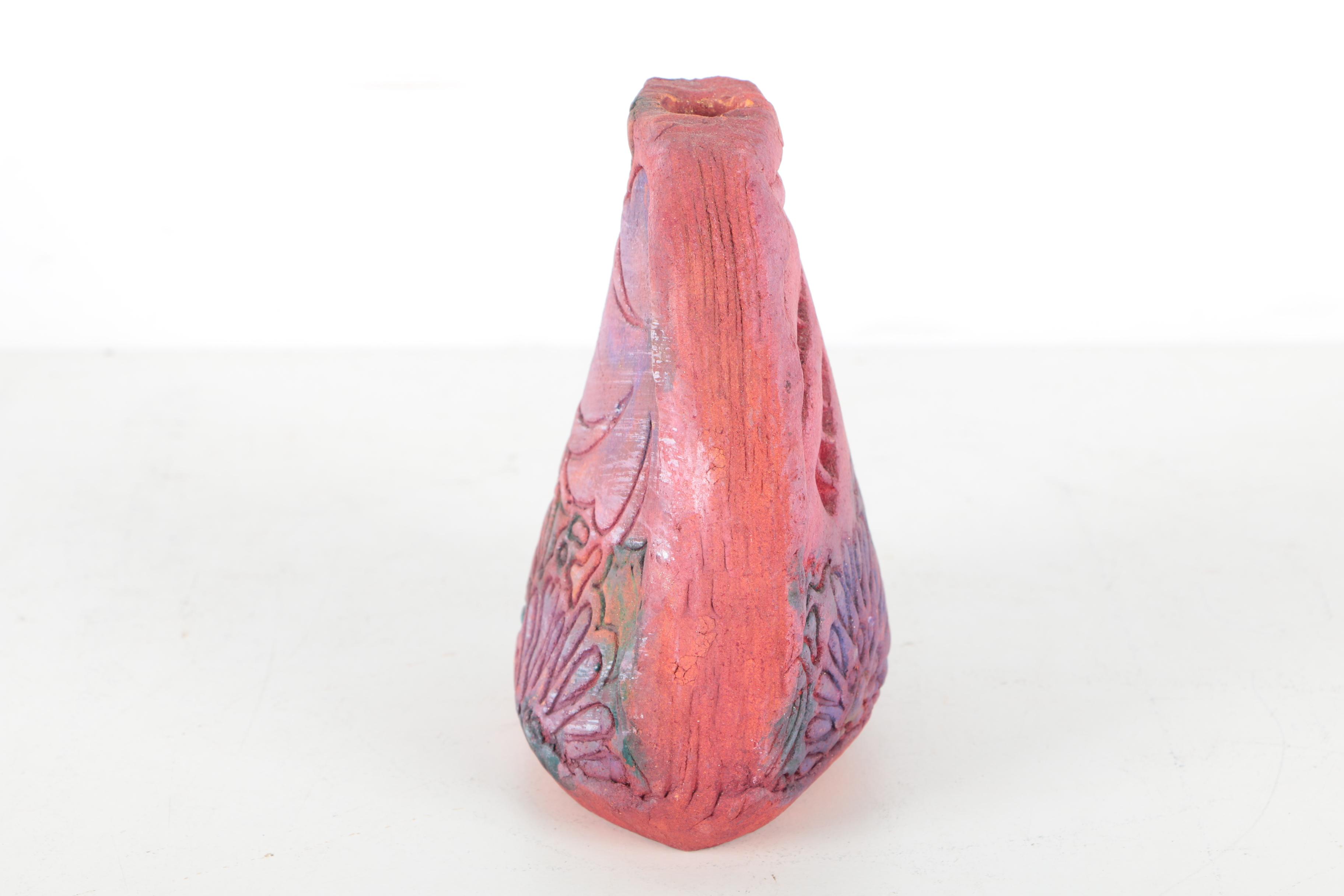 Signed Handbuilt Stoneware Bottle with Stopper