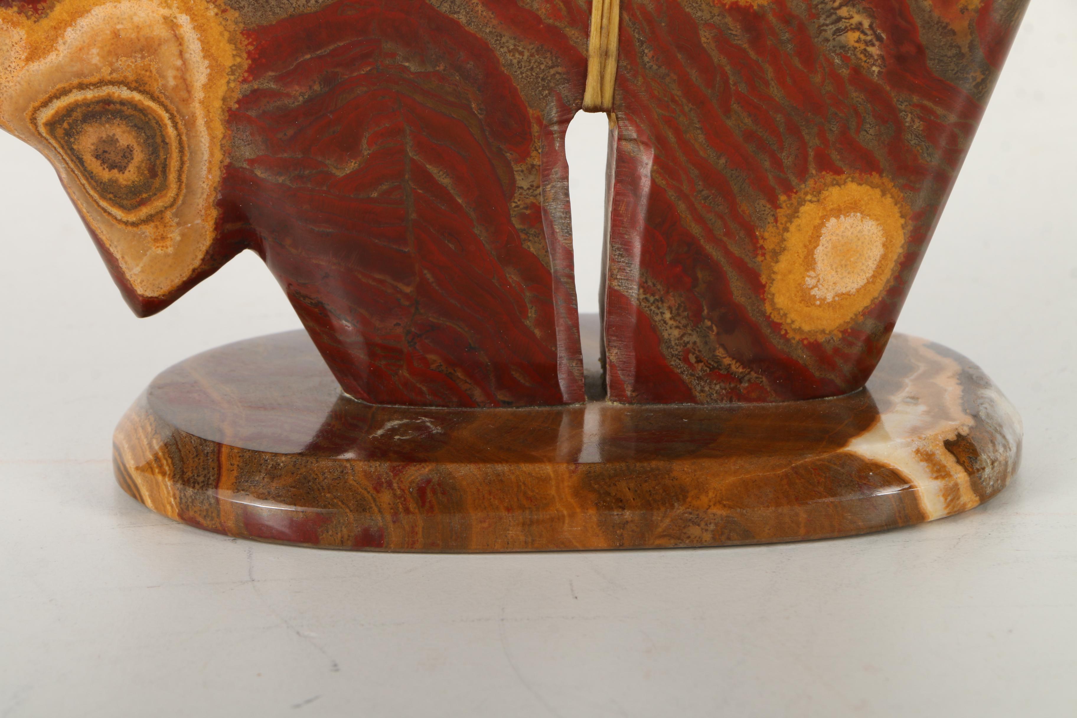 Zuni Native American-Inspired Carved Agate Bear Fetish