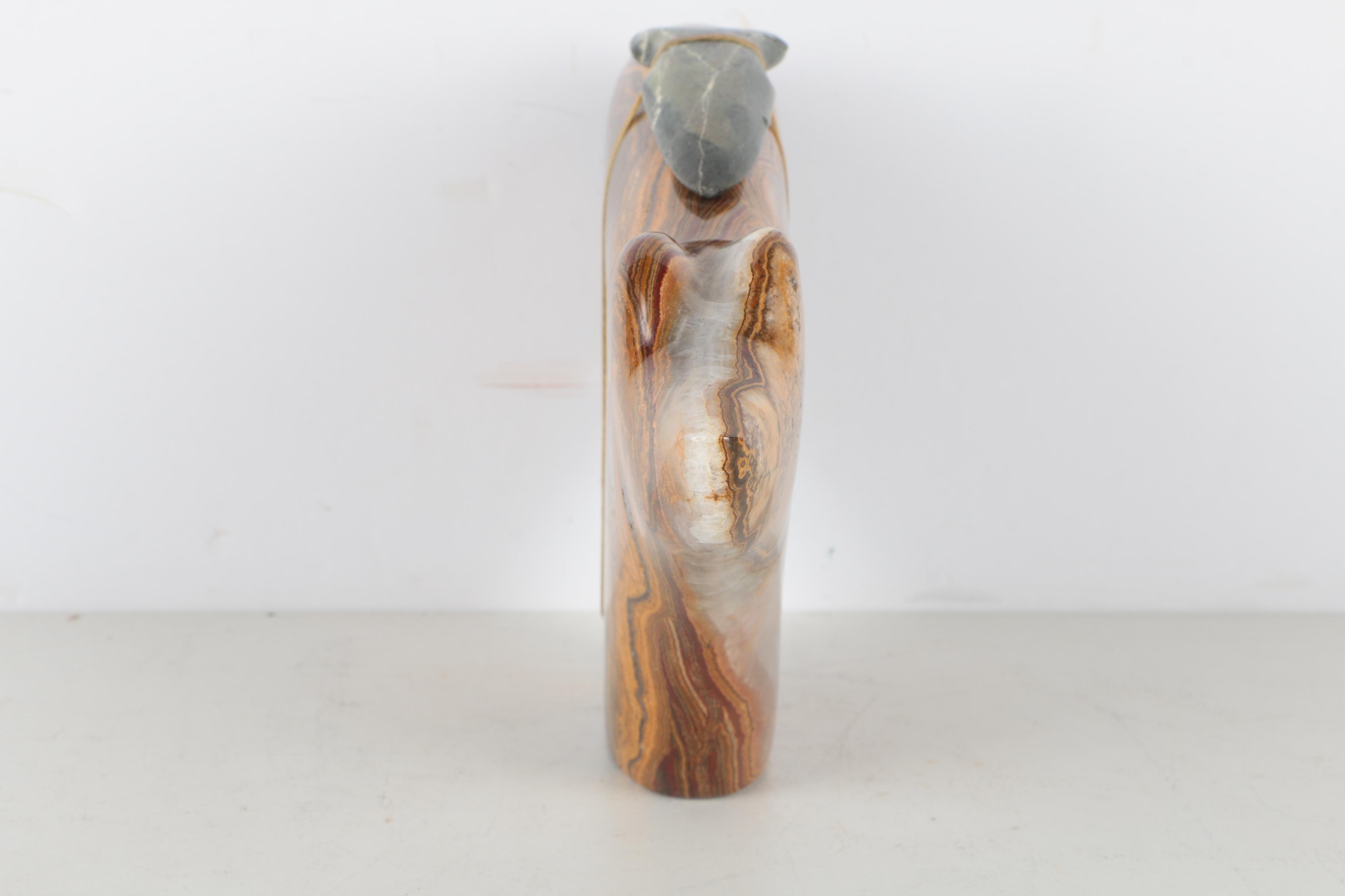 Zuni Native American-Inspired Carved Agate Bear Fetish With Jasper Projectile Point