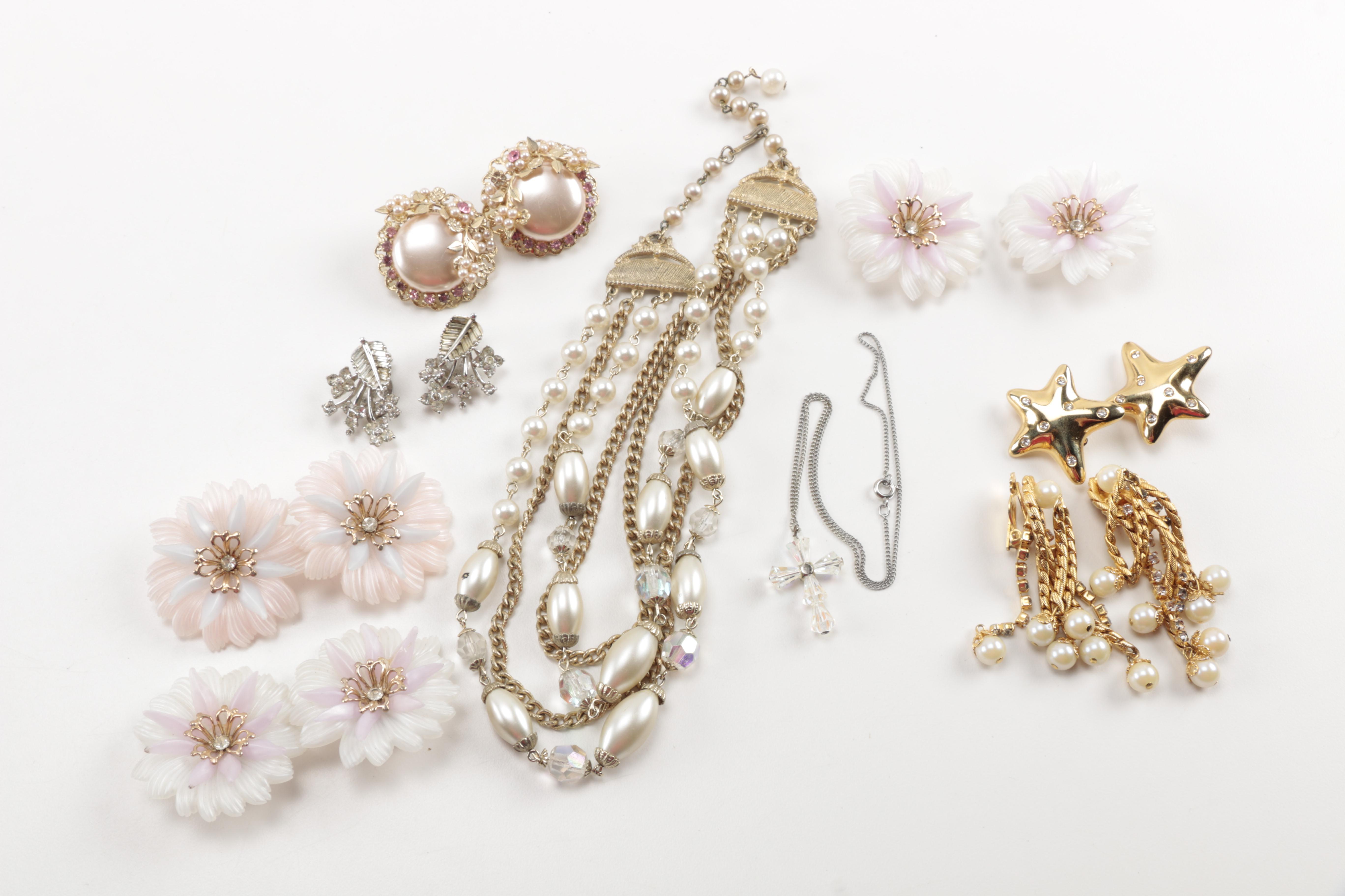 Assorted Costume Jewelry and Compacts