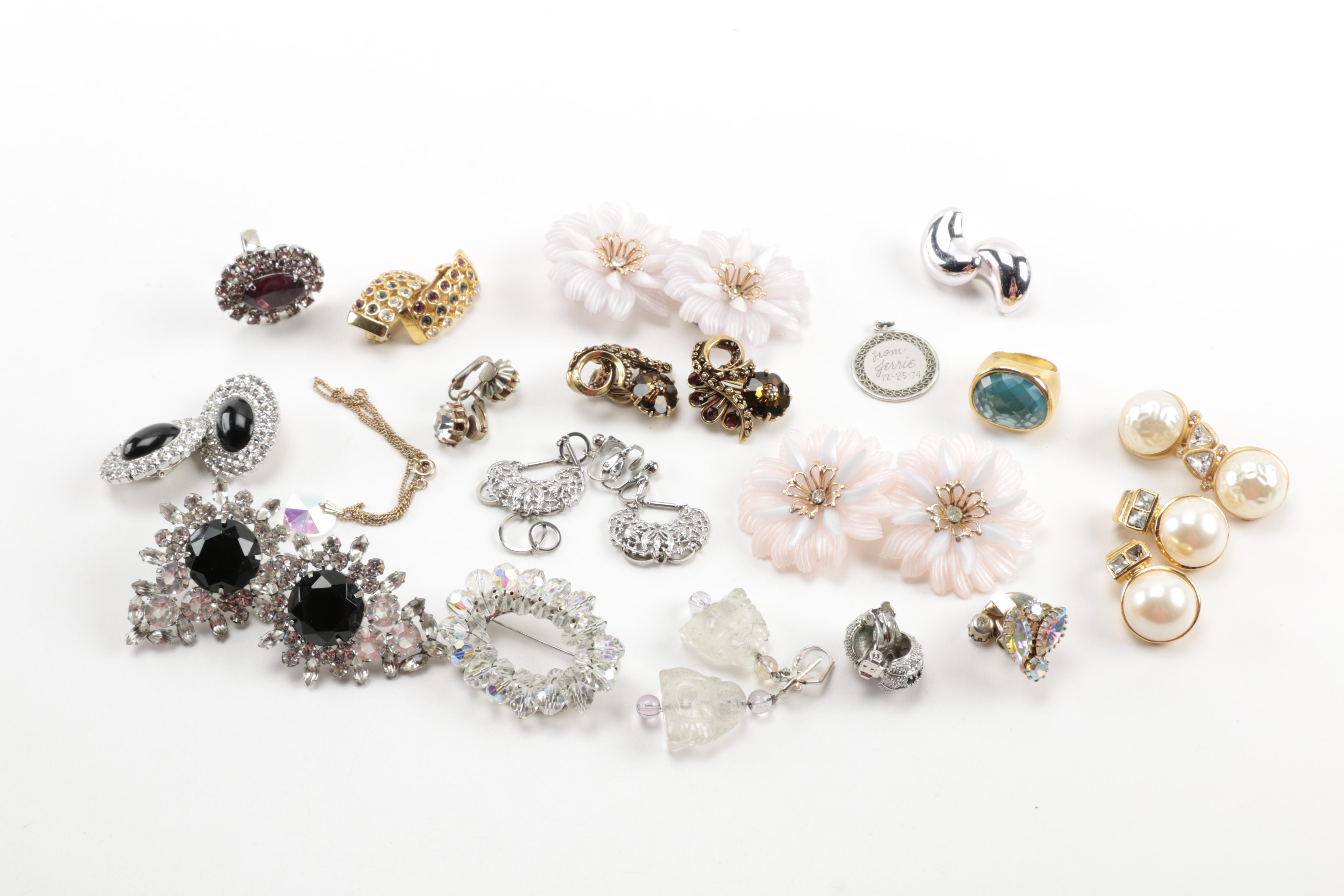 Assorted Costume Jewelry and Compacts