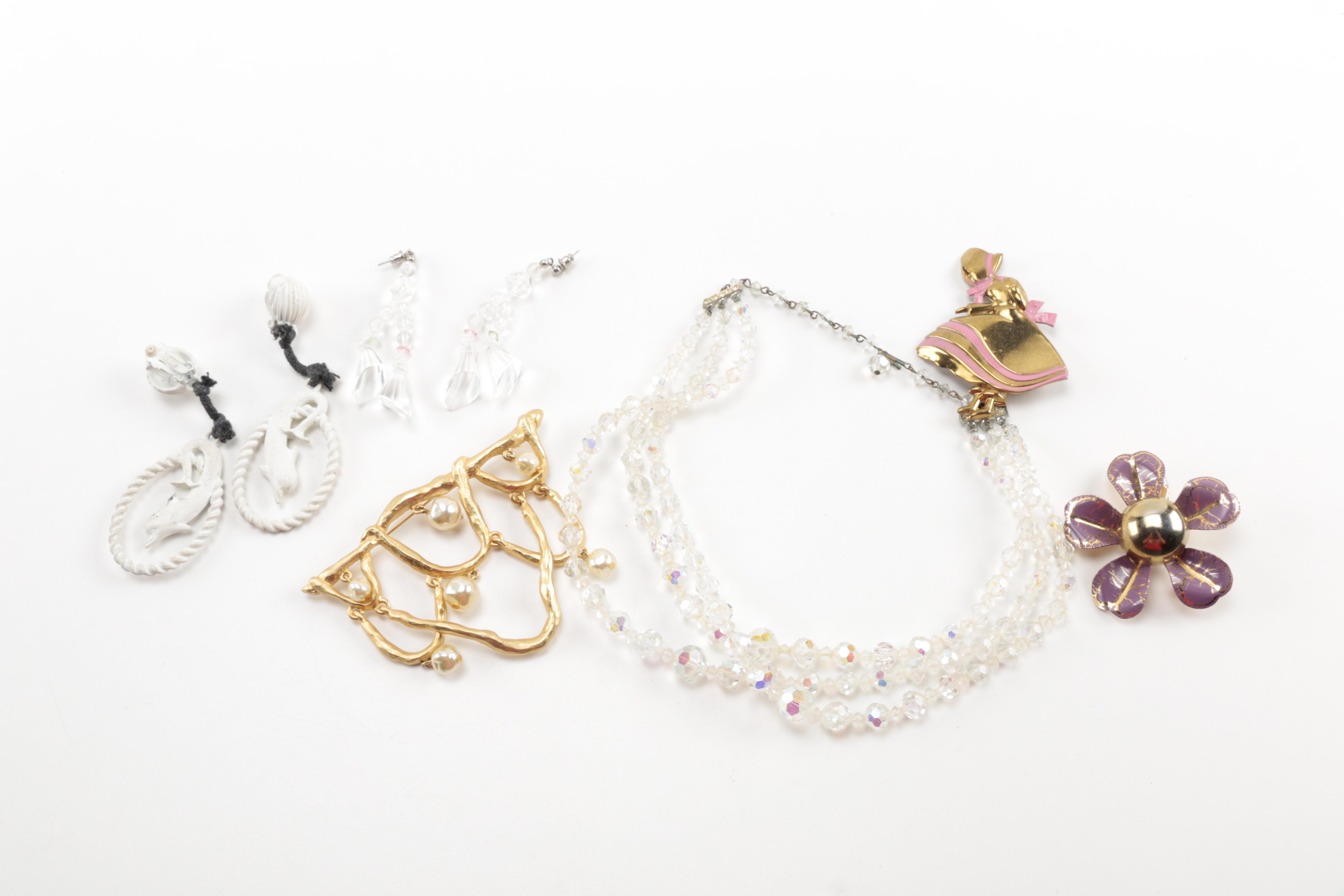 Assorted Costume Jewelry and Compacts