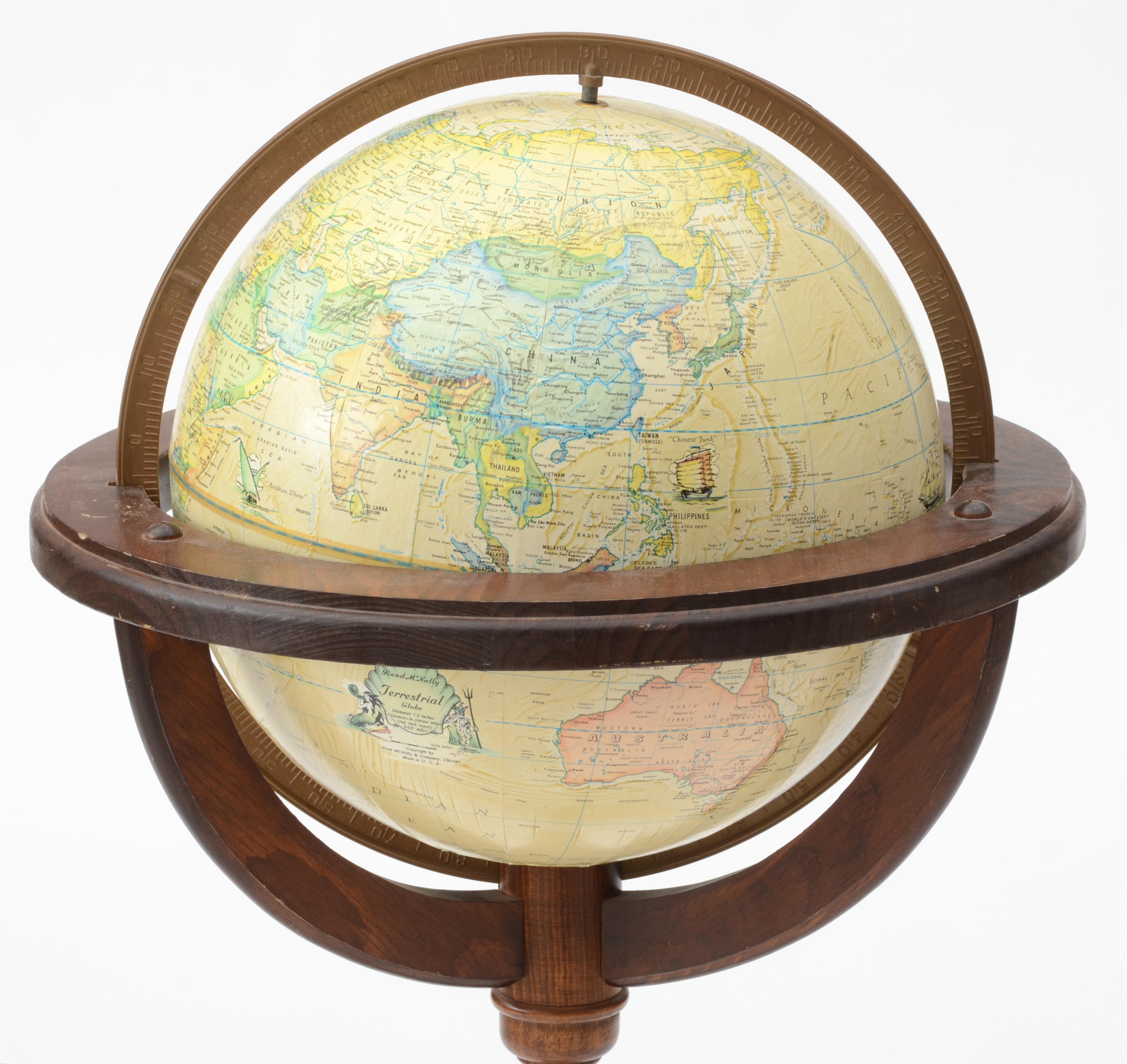 Vintage Rand McNally Globe with Stand