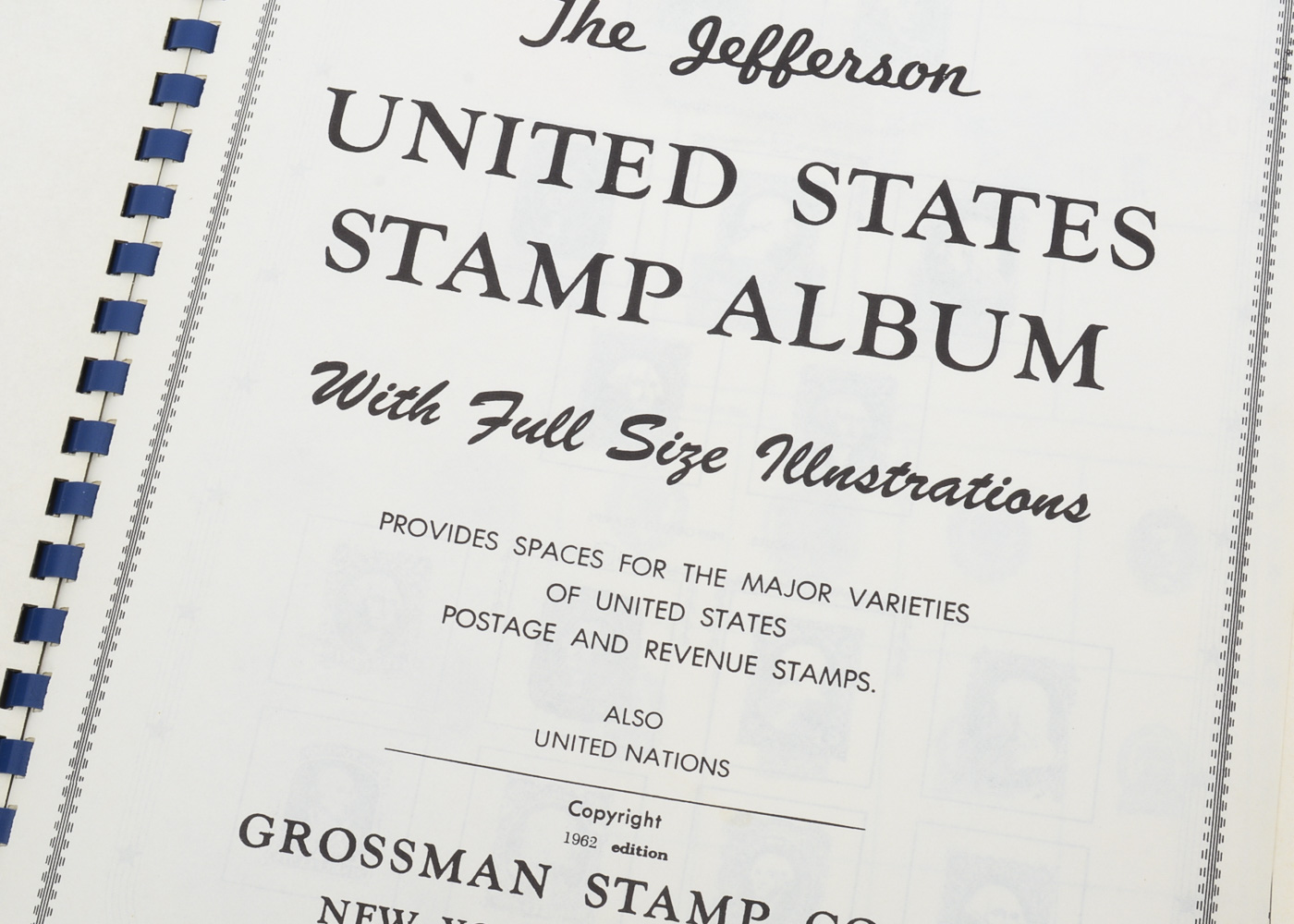 The Jefferson United States Stamp Album with Stamps