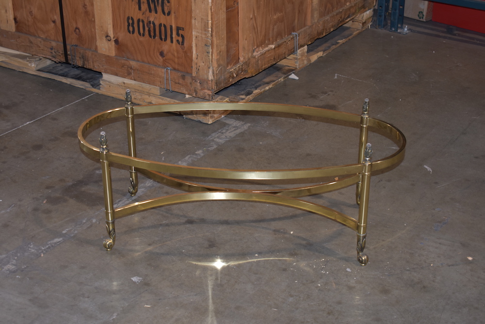 Brass Coffee Table With Oval Glass Top