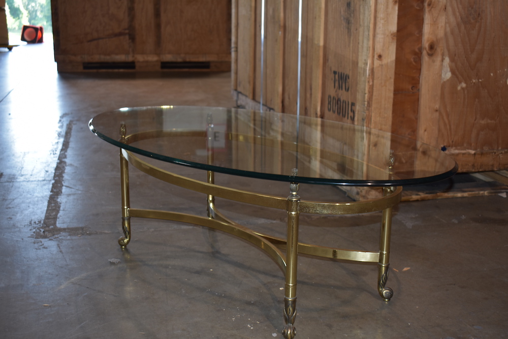 Brass Coffee Table With Oval Glass Top
