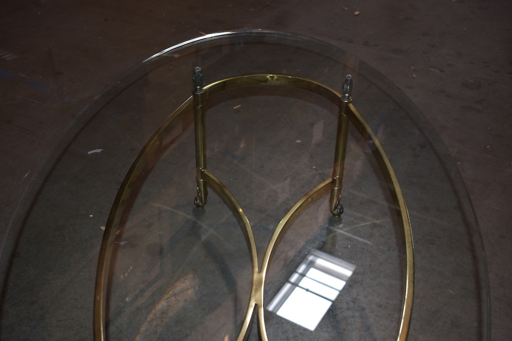 Brass Coffee Table With Oval Glass Top