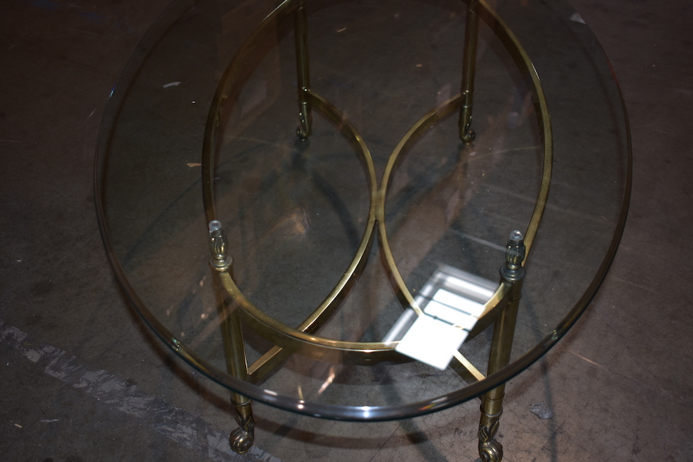 Brass Coffee Table With Oval Glass Top