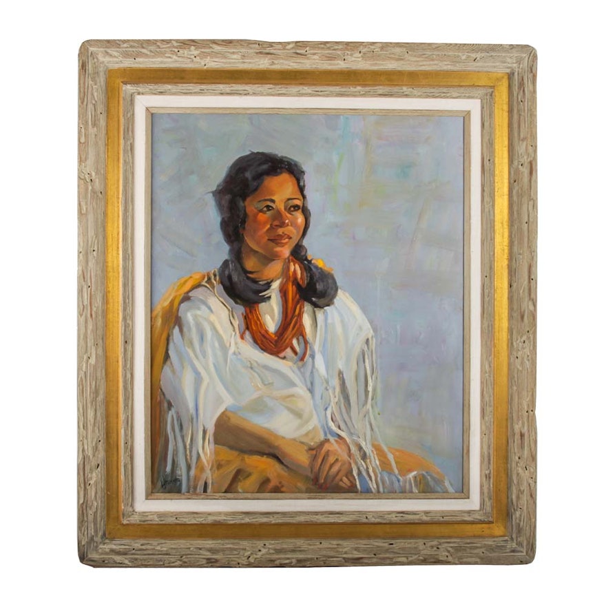 Judge Ed J. Hummer Portrait Oil on Canvas "Grandmother's Wedding Dress"