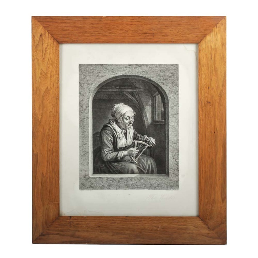 Antique Engraving "The Winder"