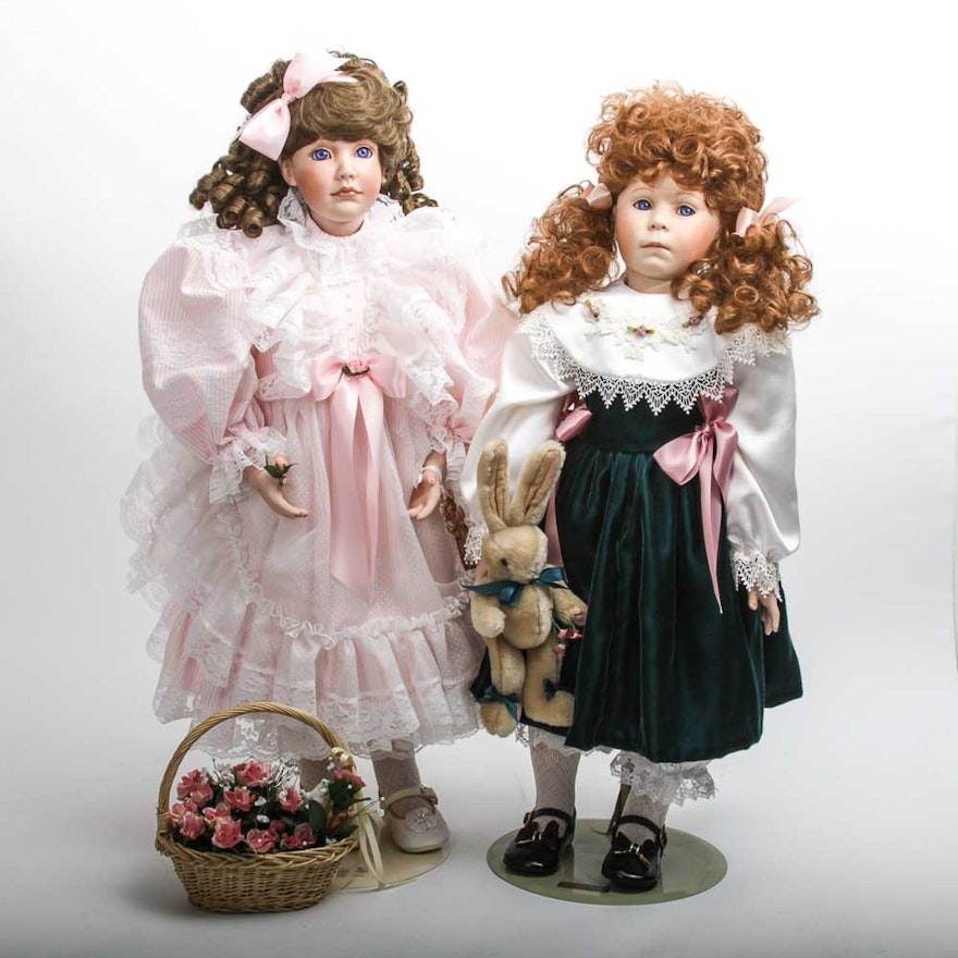 Pair of Large Porcelain Dolls