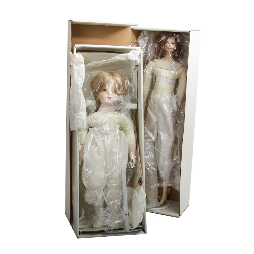 Cloth Body Dolls With Porcelain Parts