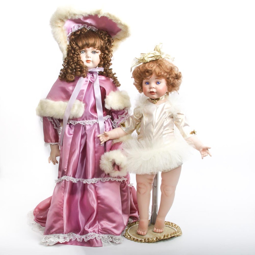 Pair of Large Porcelain Dolls