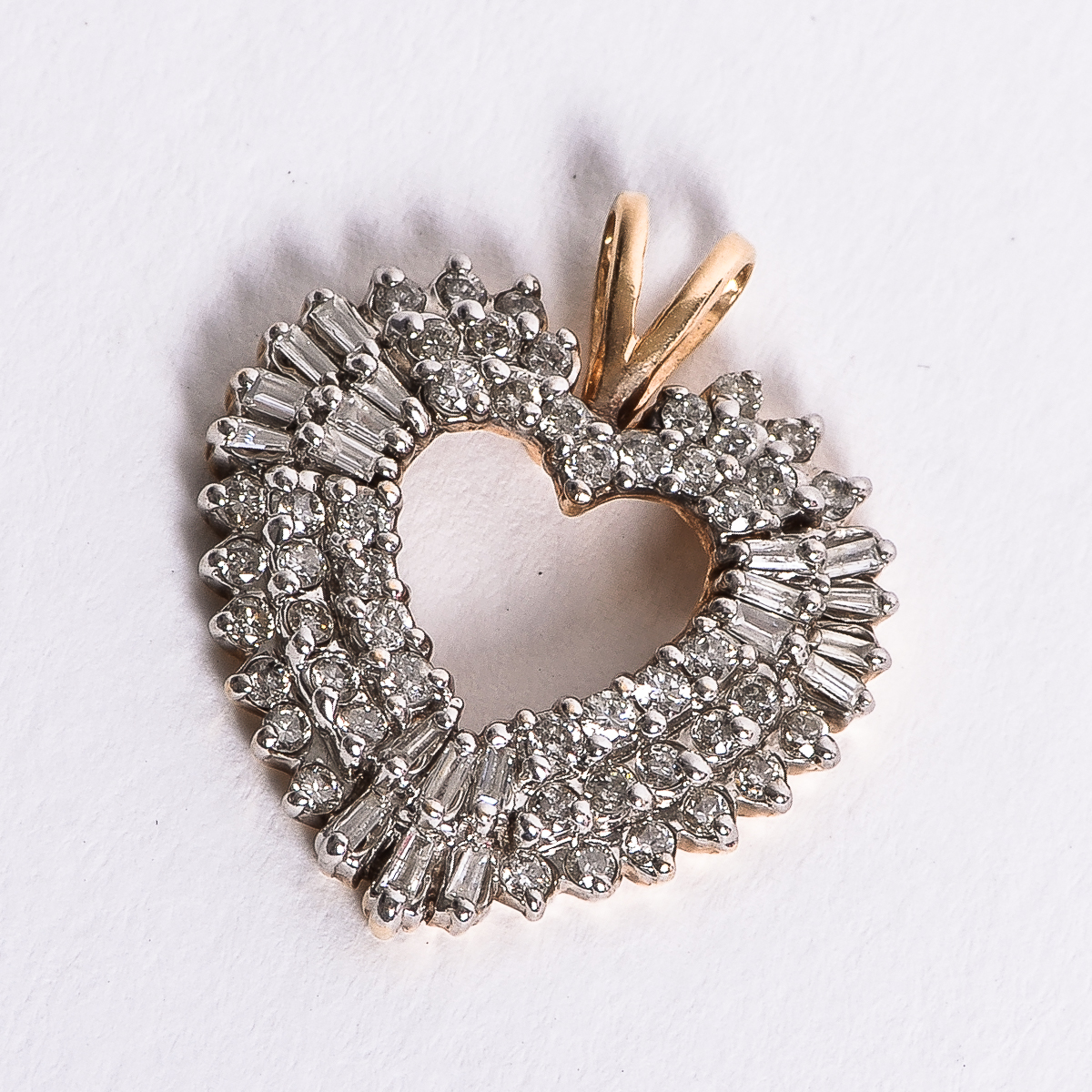 14K White Gold and 1.25 CTW Diamond Heart Pendant