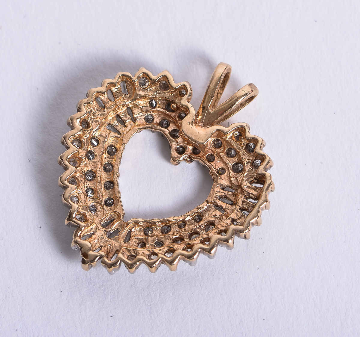 14K White Gold and 1.25 CTW Diamond Heart Pendant