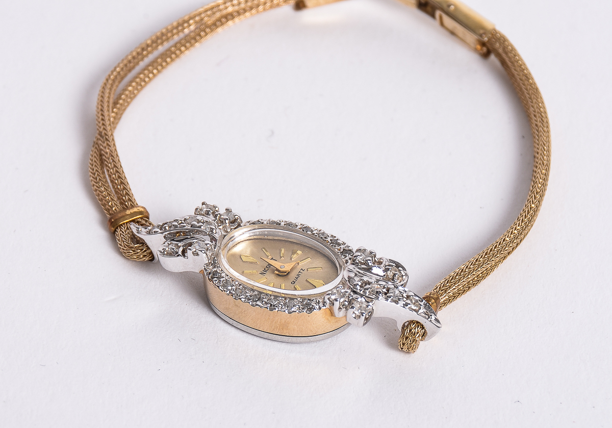 Vintage Nicolet Diamond Watch with Gold Filled Strap