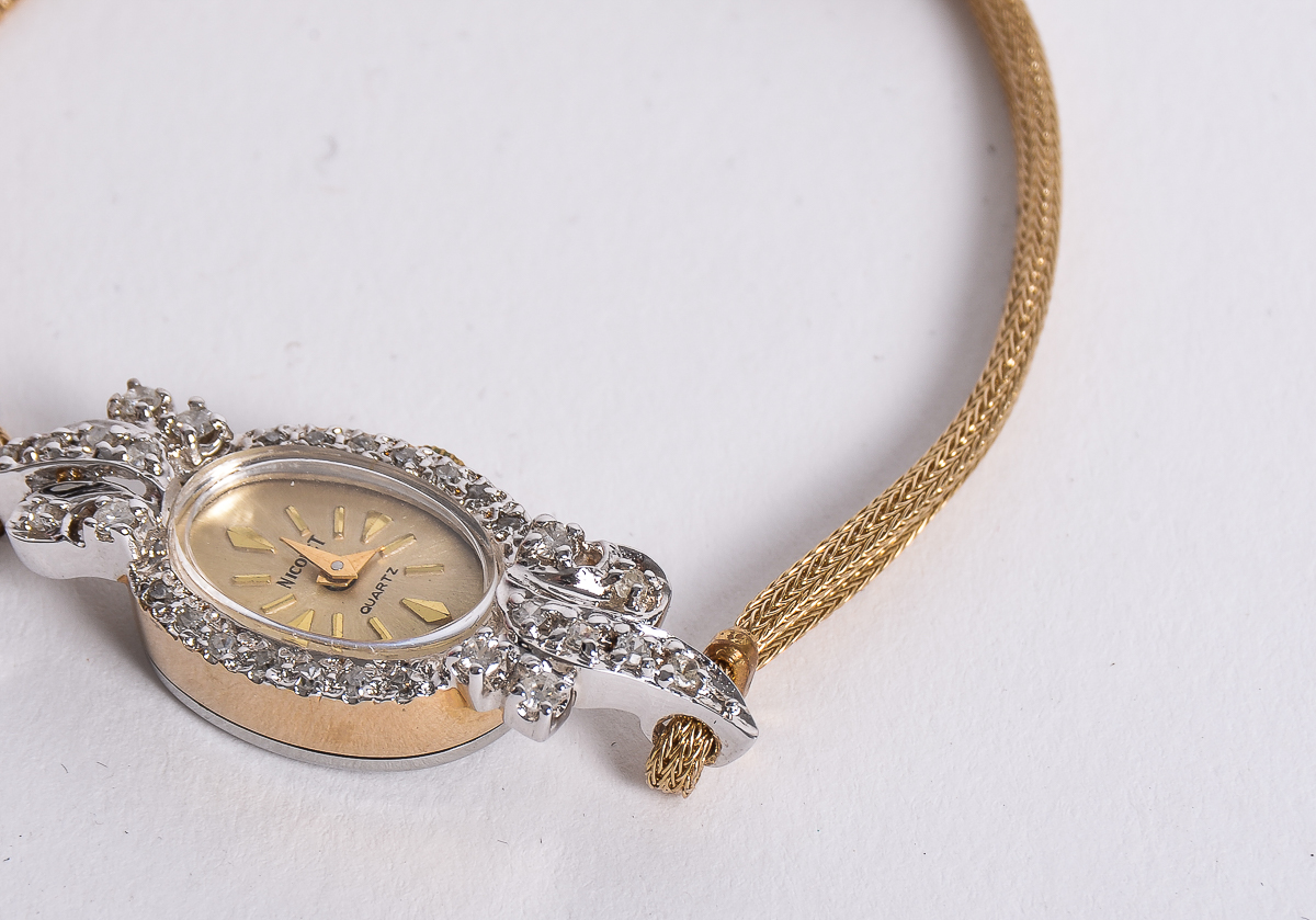 Vintage Nicolet Diamond Watch with Gold Filled Strap