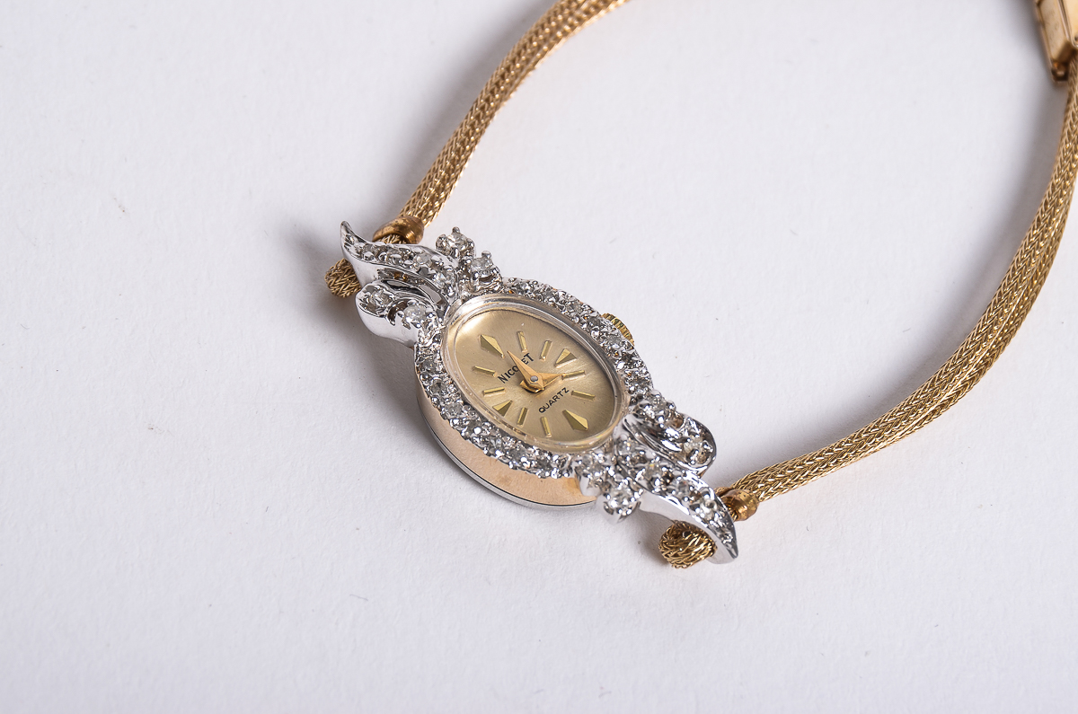 Vintage Nicolet Diamond Watch with Gold Filled Strap