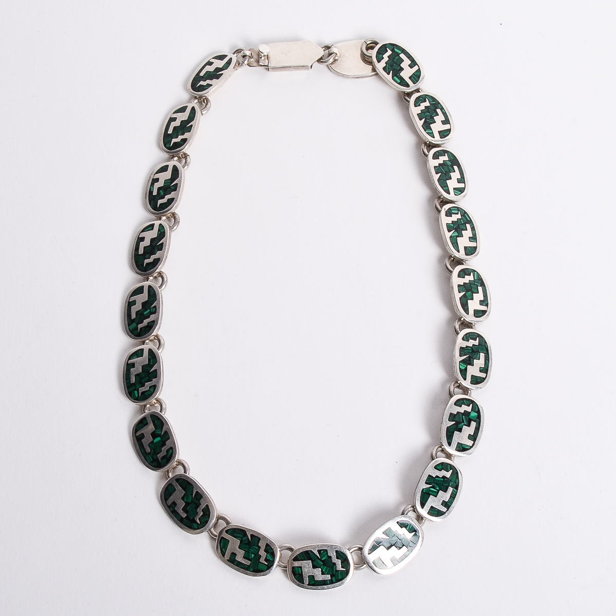 Sterling Silver and Inlaid Malachite Demi Parure