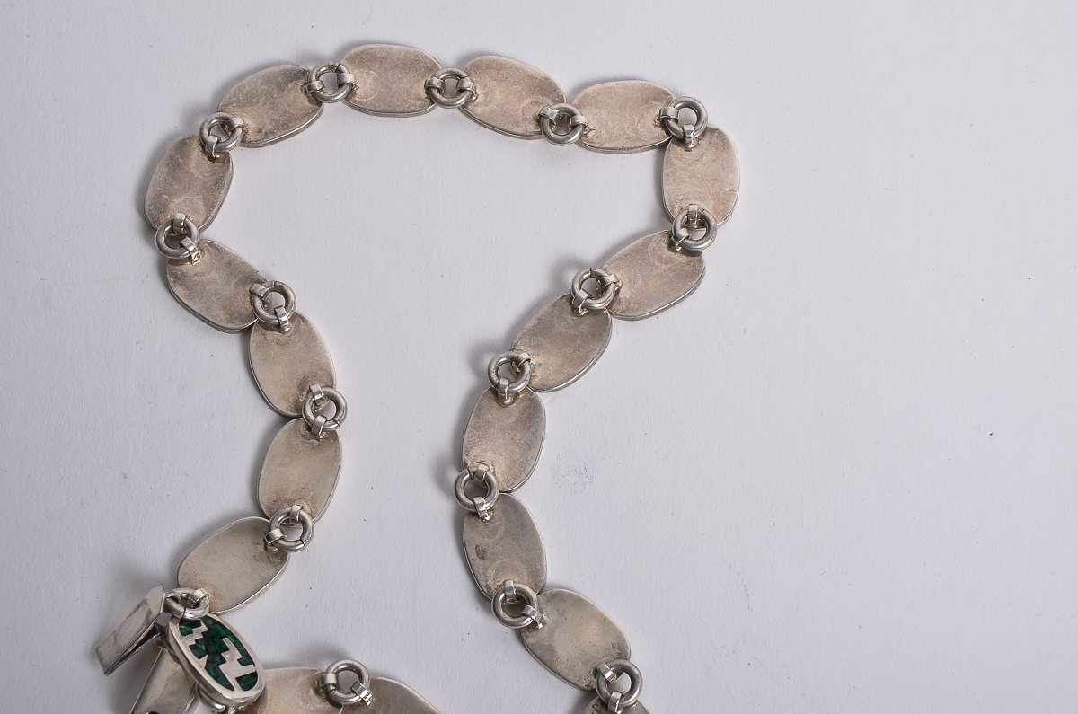 Sterling Silver and Inlaid Malachite Demi Parure