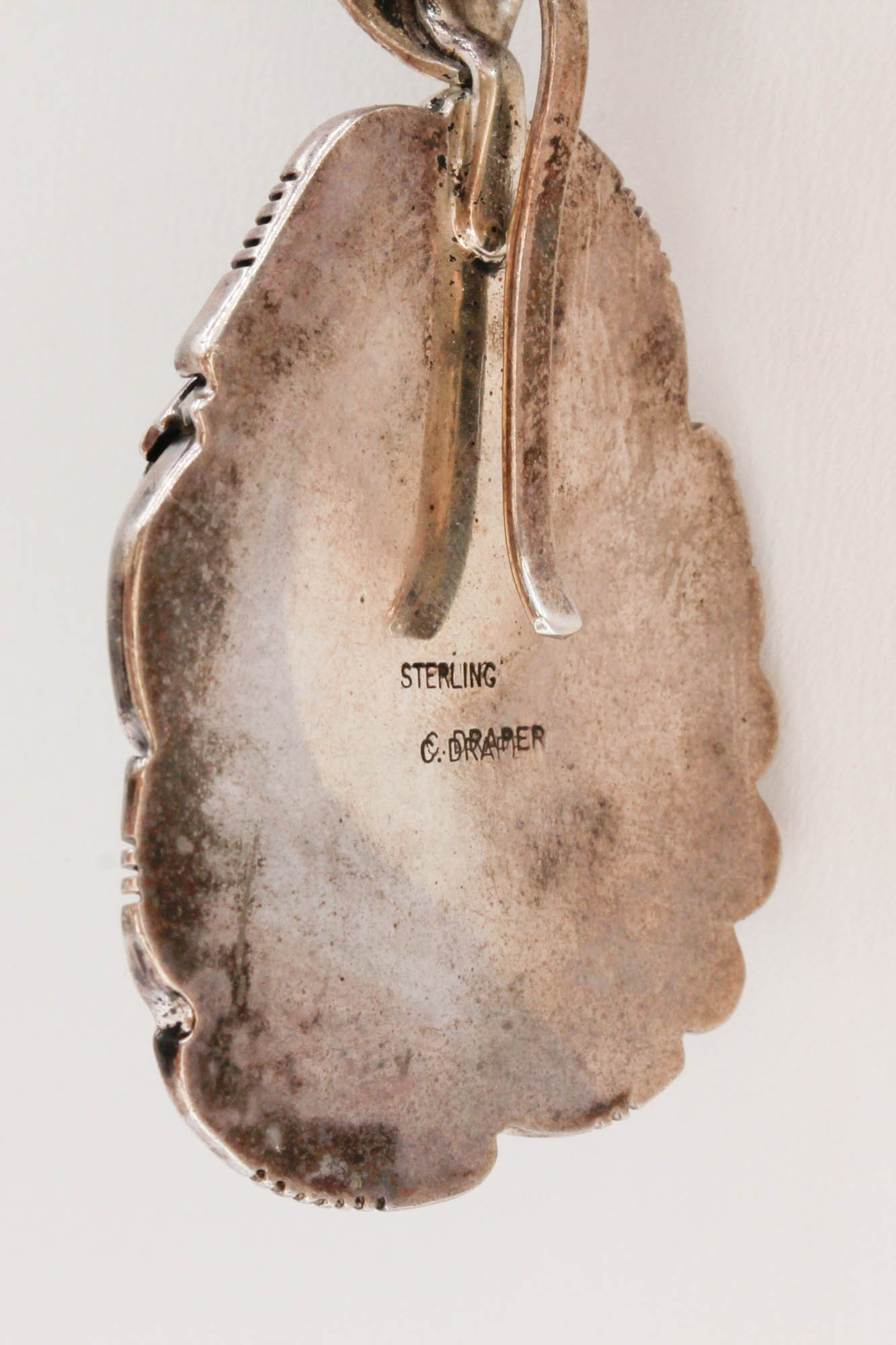 Navajo C. Draper Sterling Silver Variscite Pendant Necklace