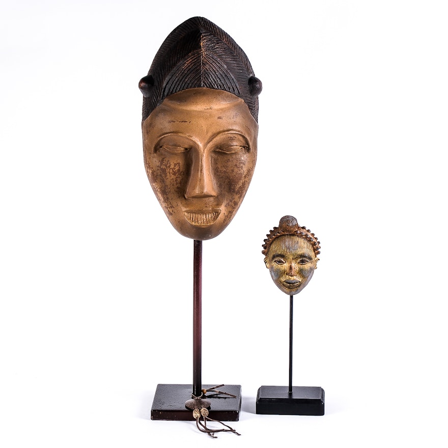 Pair of Decorative Wooden Masks