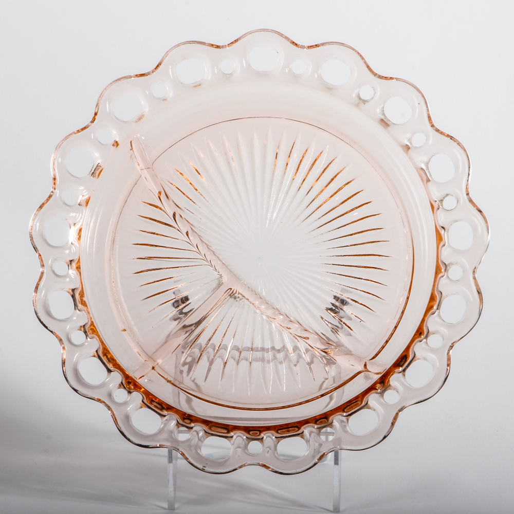Anchor Hocking "Lace Edge Pink" Grill Plates