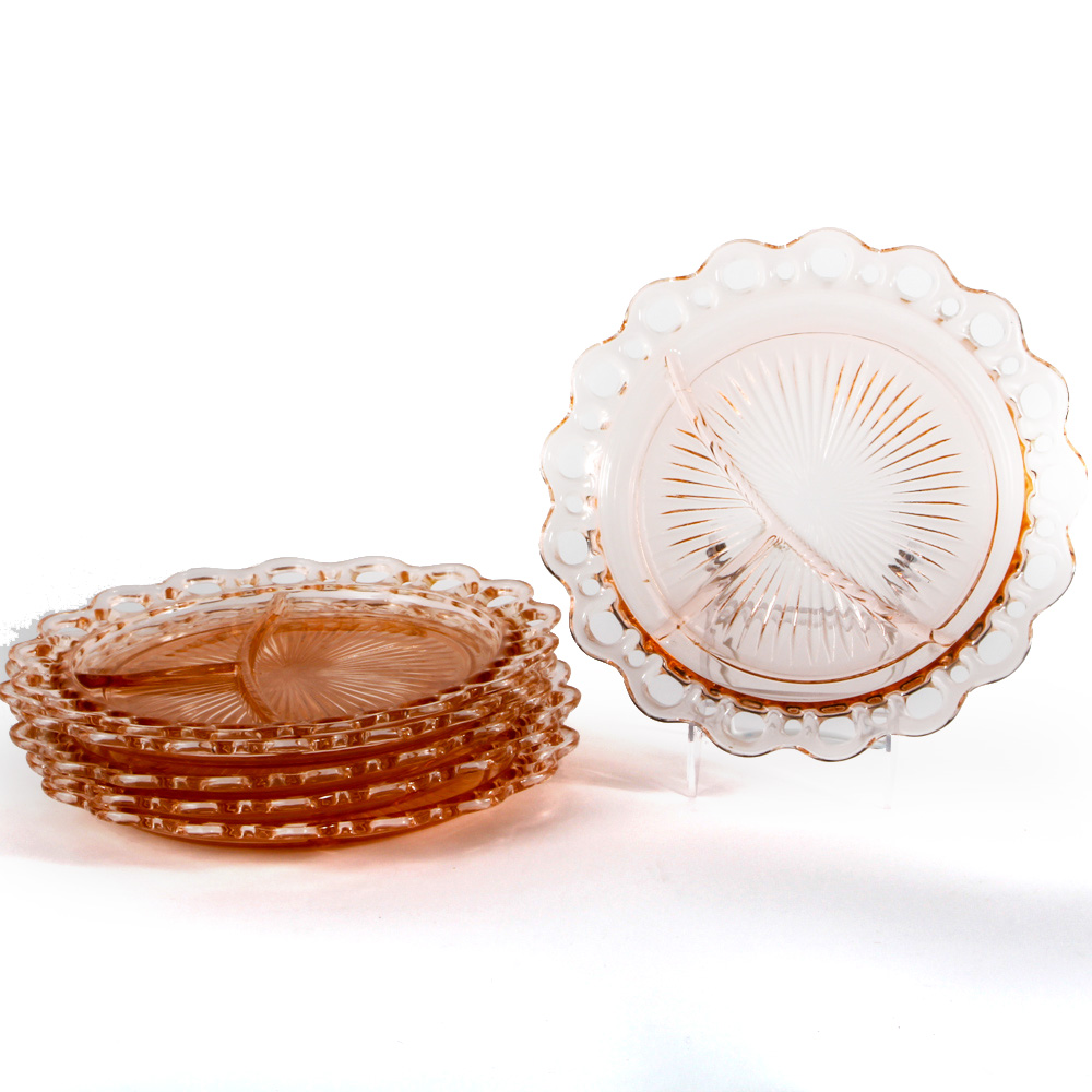 Anchor Hocking "Lace Edge Pink" Grill Plates