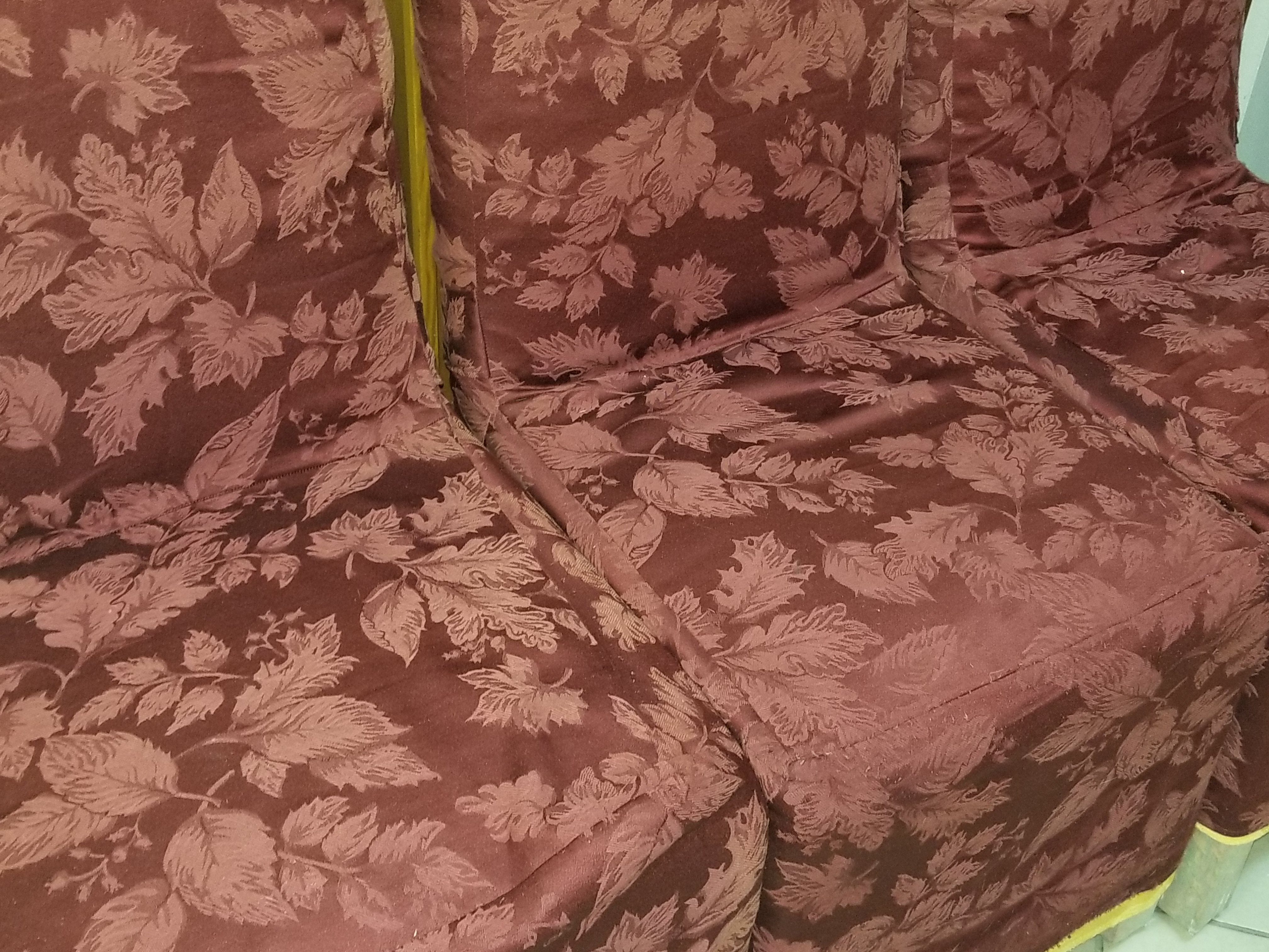 Set of Four Chairs with Burgundy Chair Covers