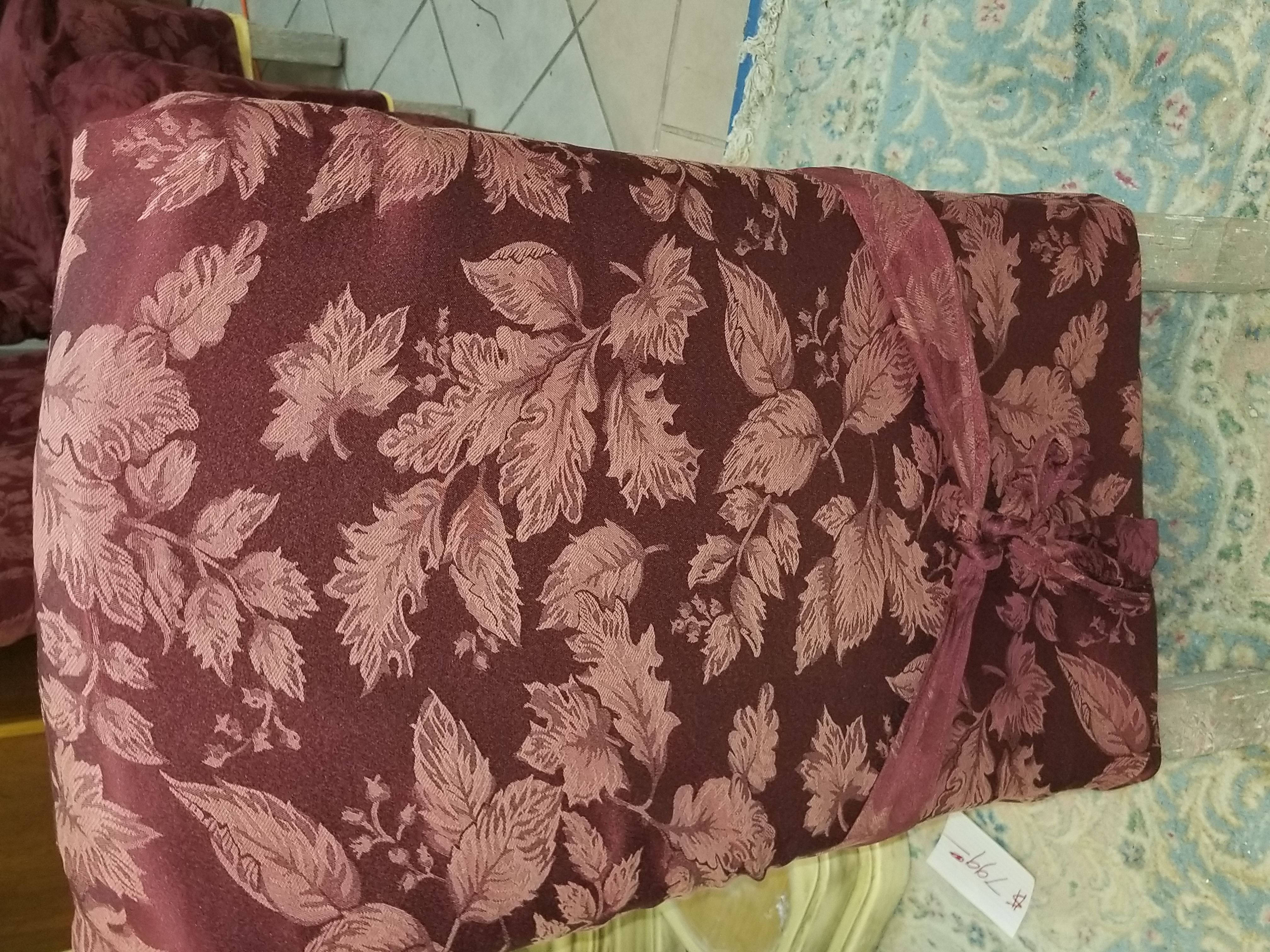 Set of Four Chairs with Burgundy Chair Covers