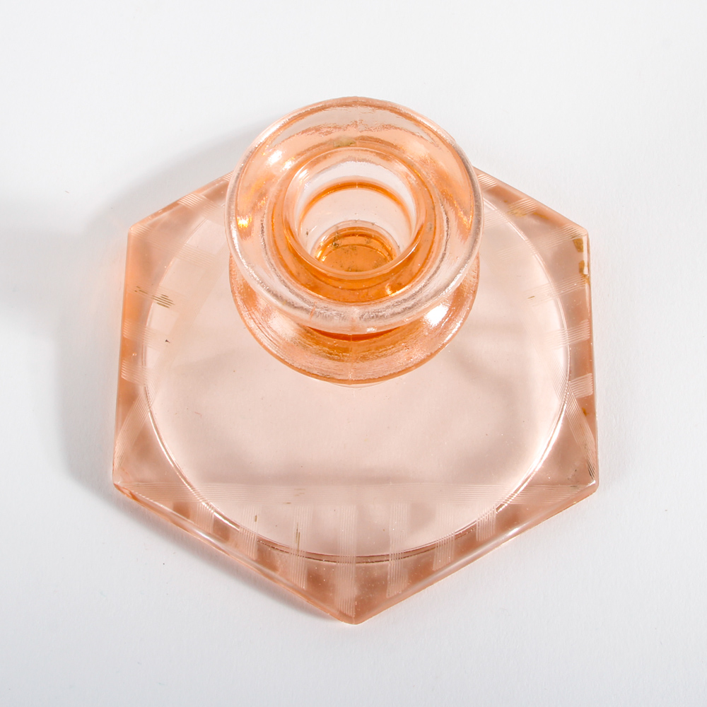 Collection of Pink Depression Glass Candle Holders