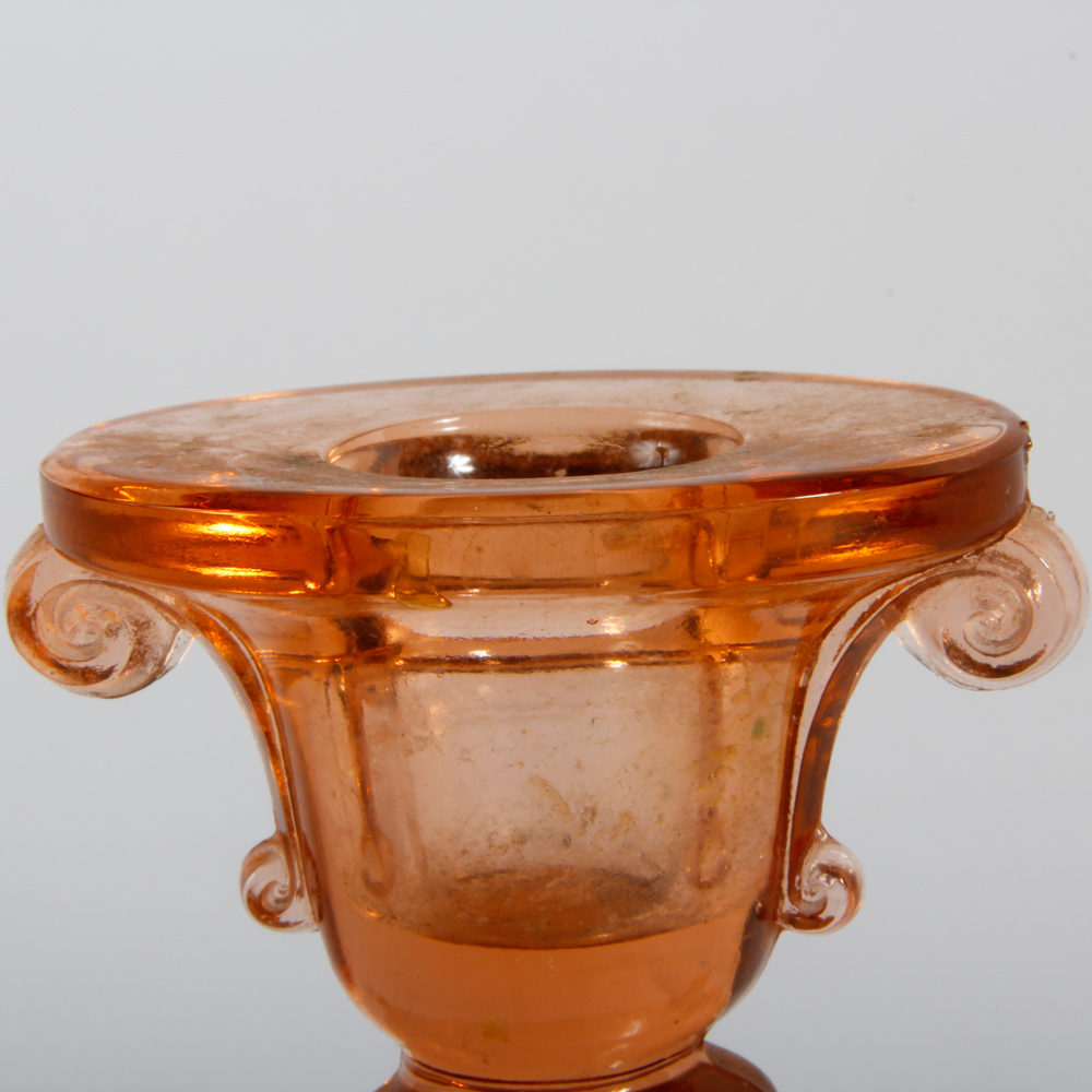 Collection of Pink Depression Glass Candle Holders