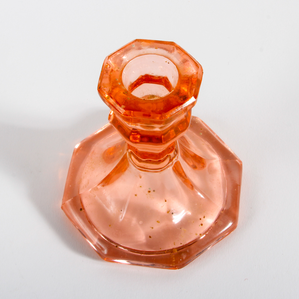 Collection of Pink Depression Glass Candle Holders