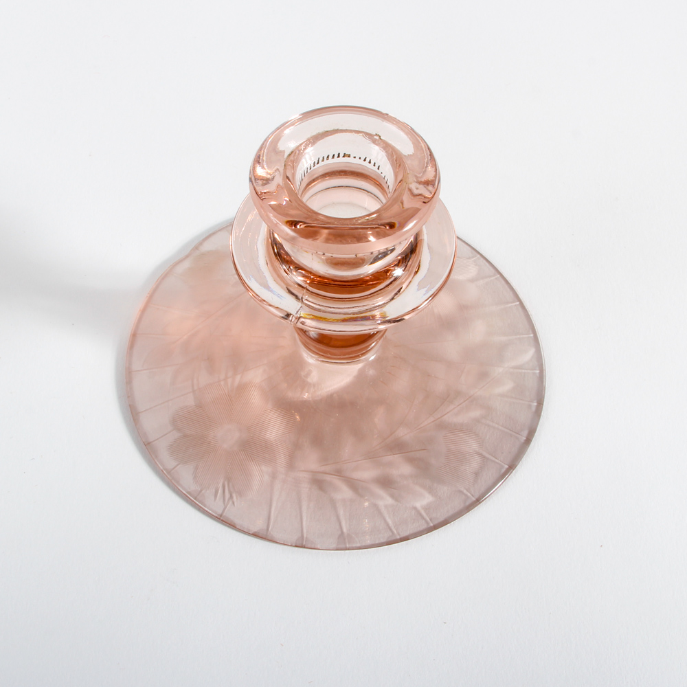 Collection of Pink Depression Glass Candle Holders