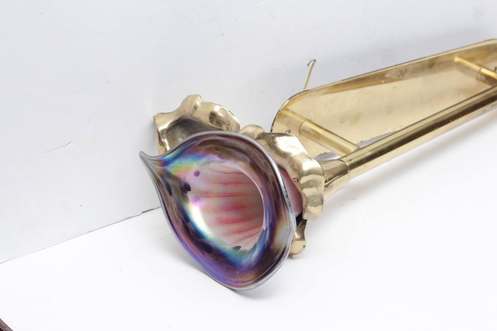 Art Nouveau Calla Lily Brass and Glass Sconce