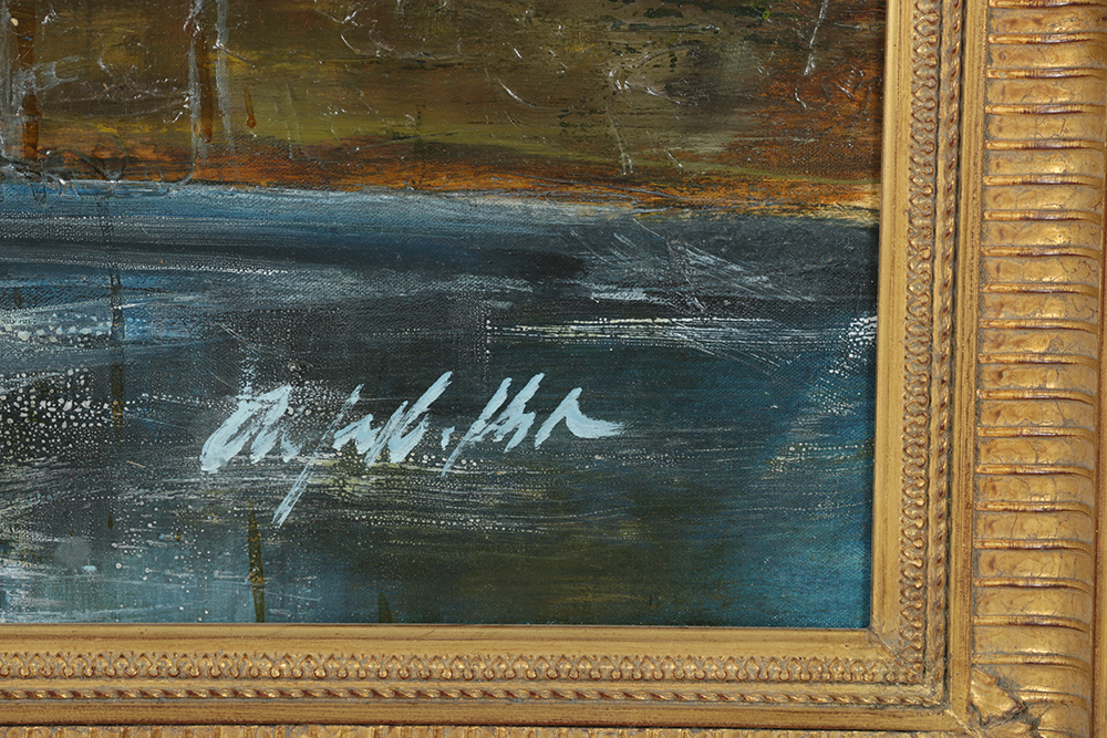 Alfred Huber Acrylic Painting on Canvas "Chateau"