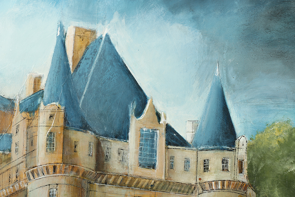 Alfred Huber Acrylic Painting on Canvas "Chateau"