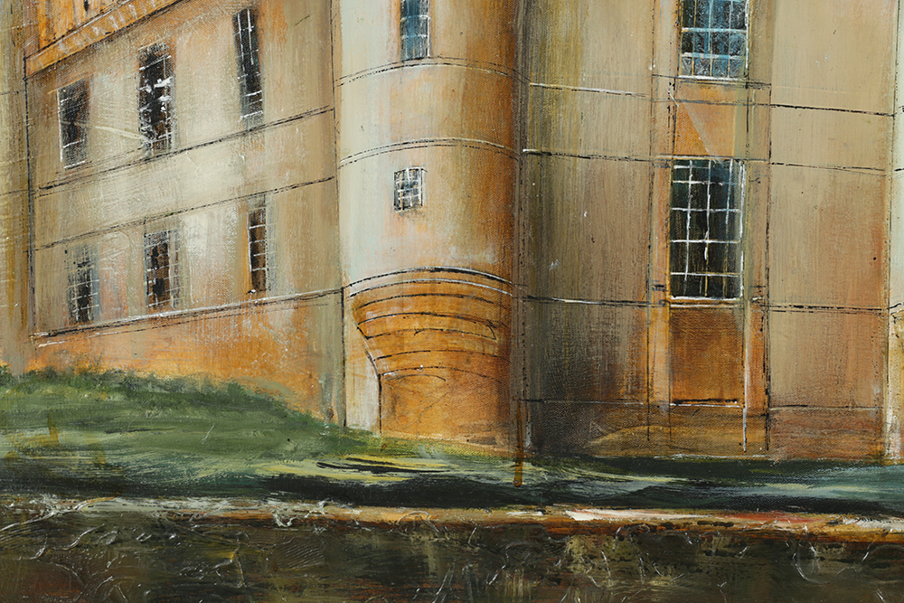 Alfred Huber Acrylic Painting on Canvas "Chateau"