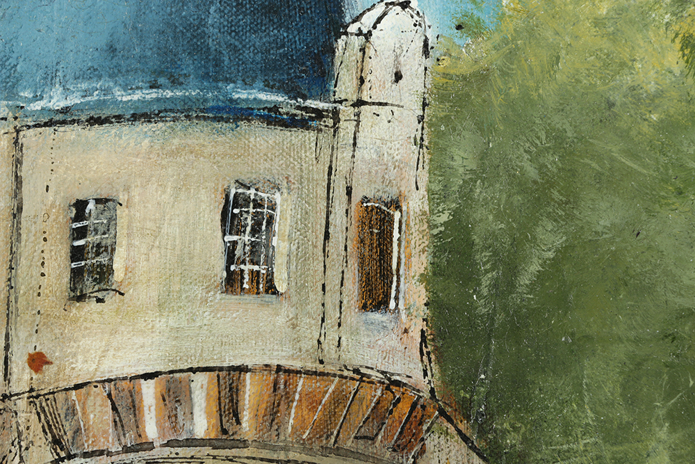 Alfred Huber Acrylic Painting on Canvas "Chateau"