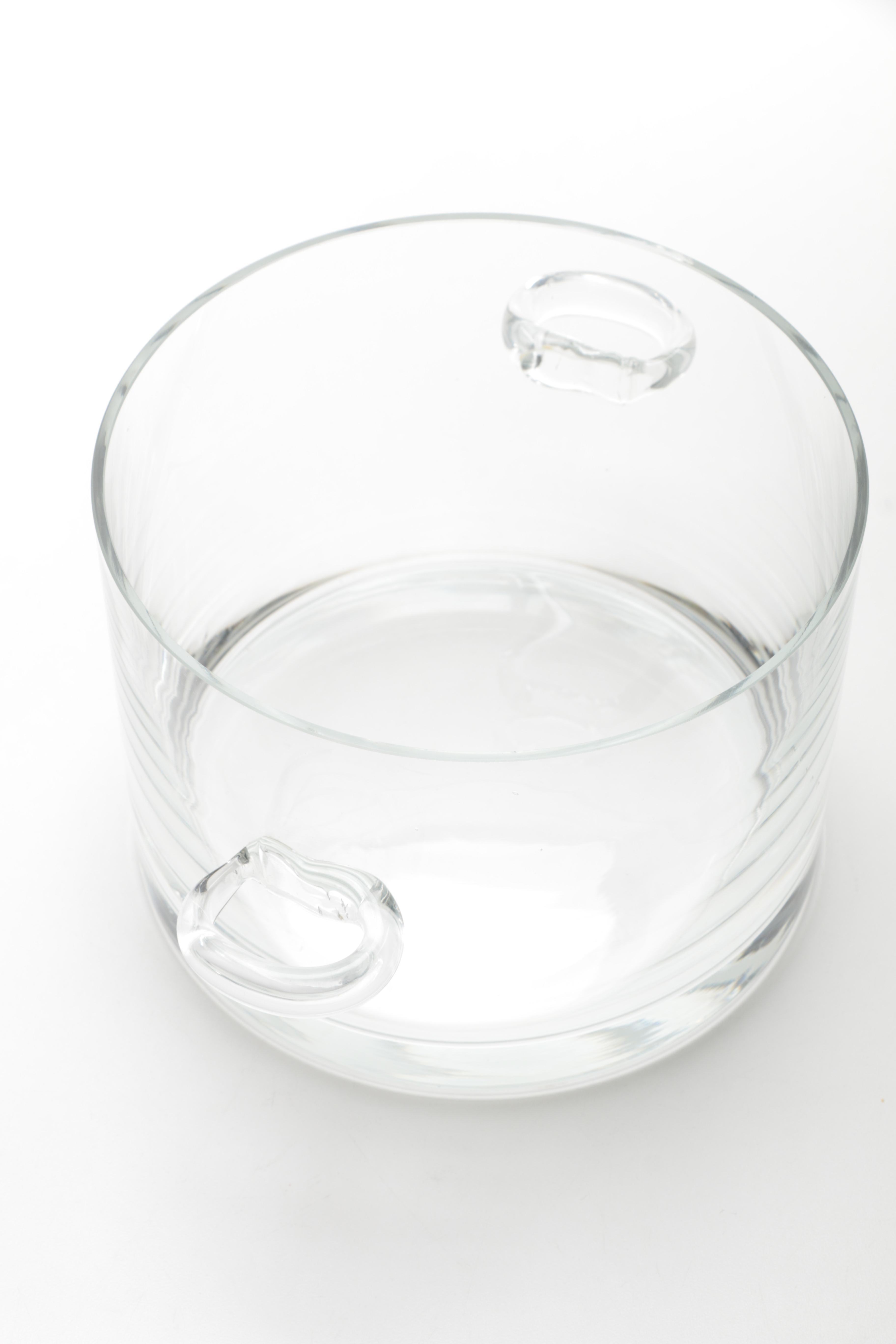 Clear Glass Ice Bucket with Handles