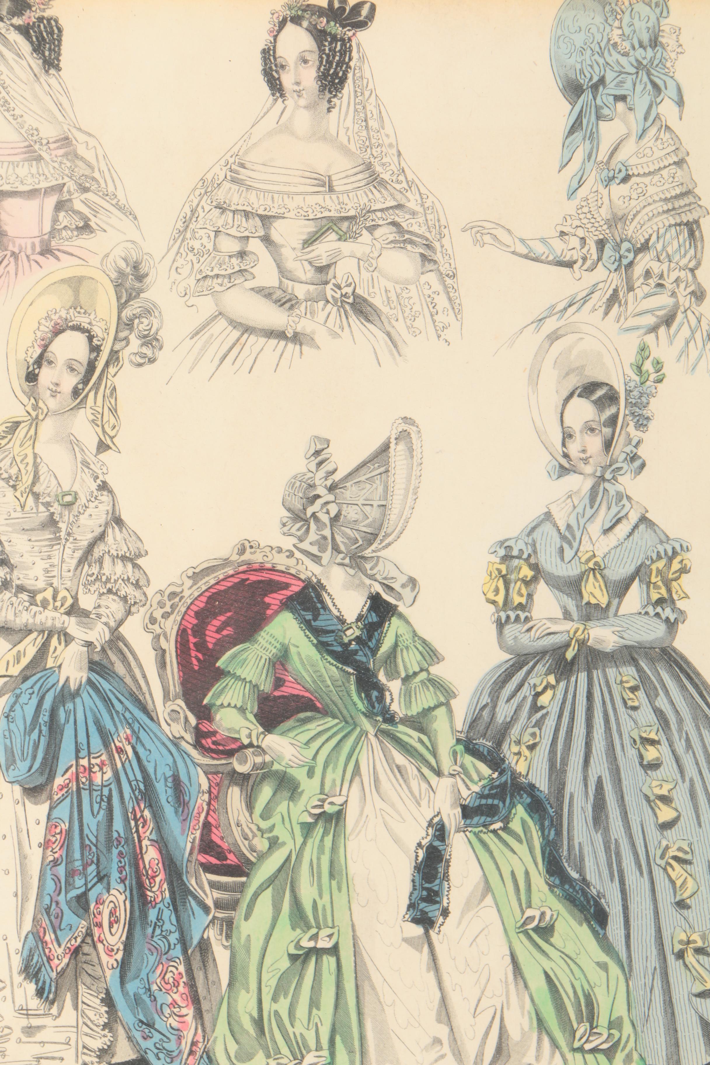 19th Century Wood Engravings of Fashion Illustrations