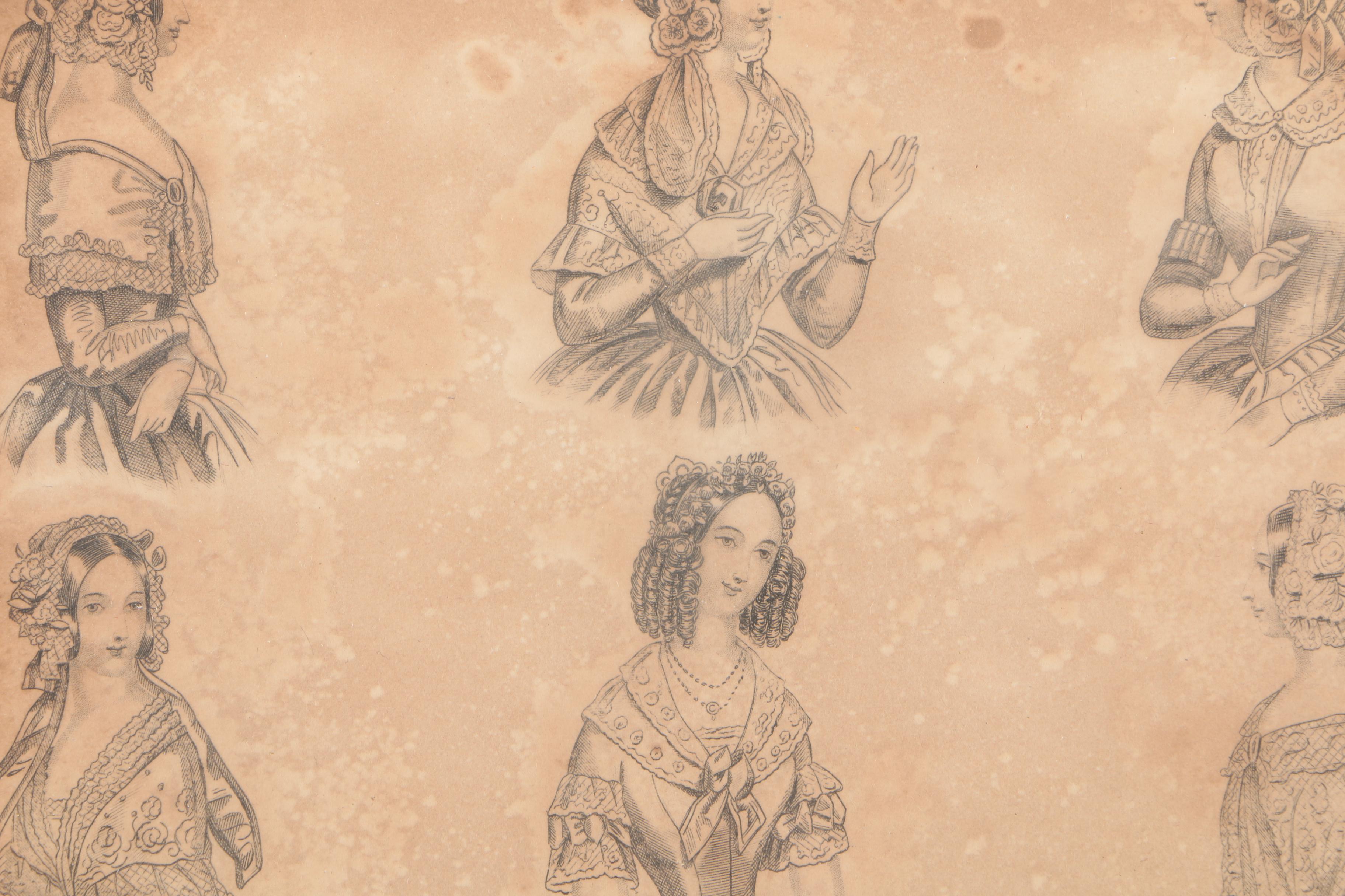 19th Century Wood Engravings of Fashion Illustrations